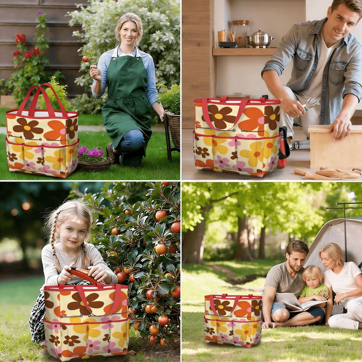 Kate McEnroe New York Flower Power Retro 70s Groovy Daisy Garden Tool Bag OrganizerGarden Tool BaguEB6XXekuf