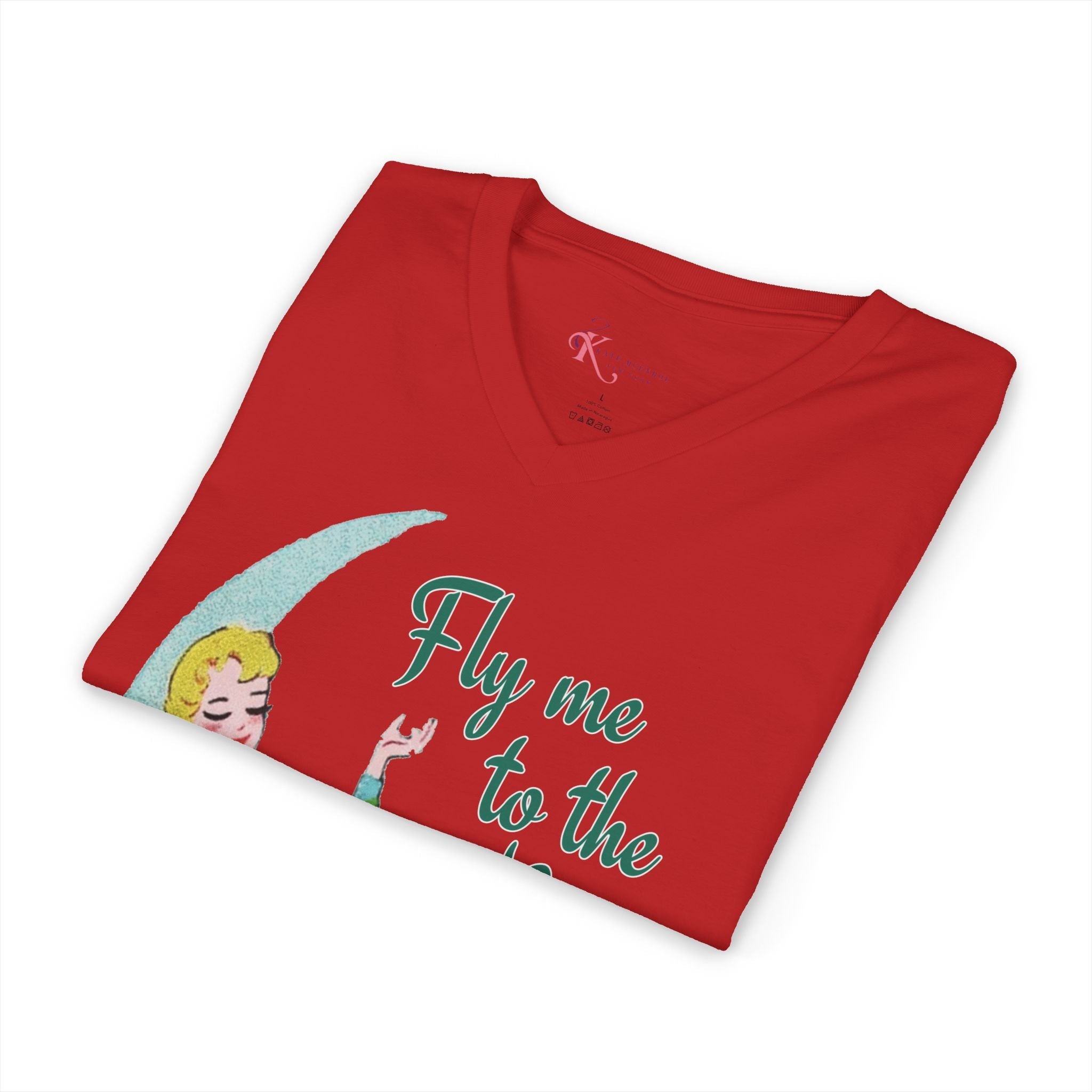 Kate McEnroe New York Fly Me to the Moon Retro Mid Century Modern Kitsch V Neck T ShirtT-Shirts92973959955247470012