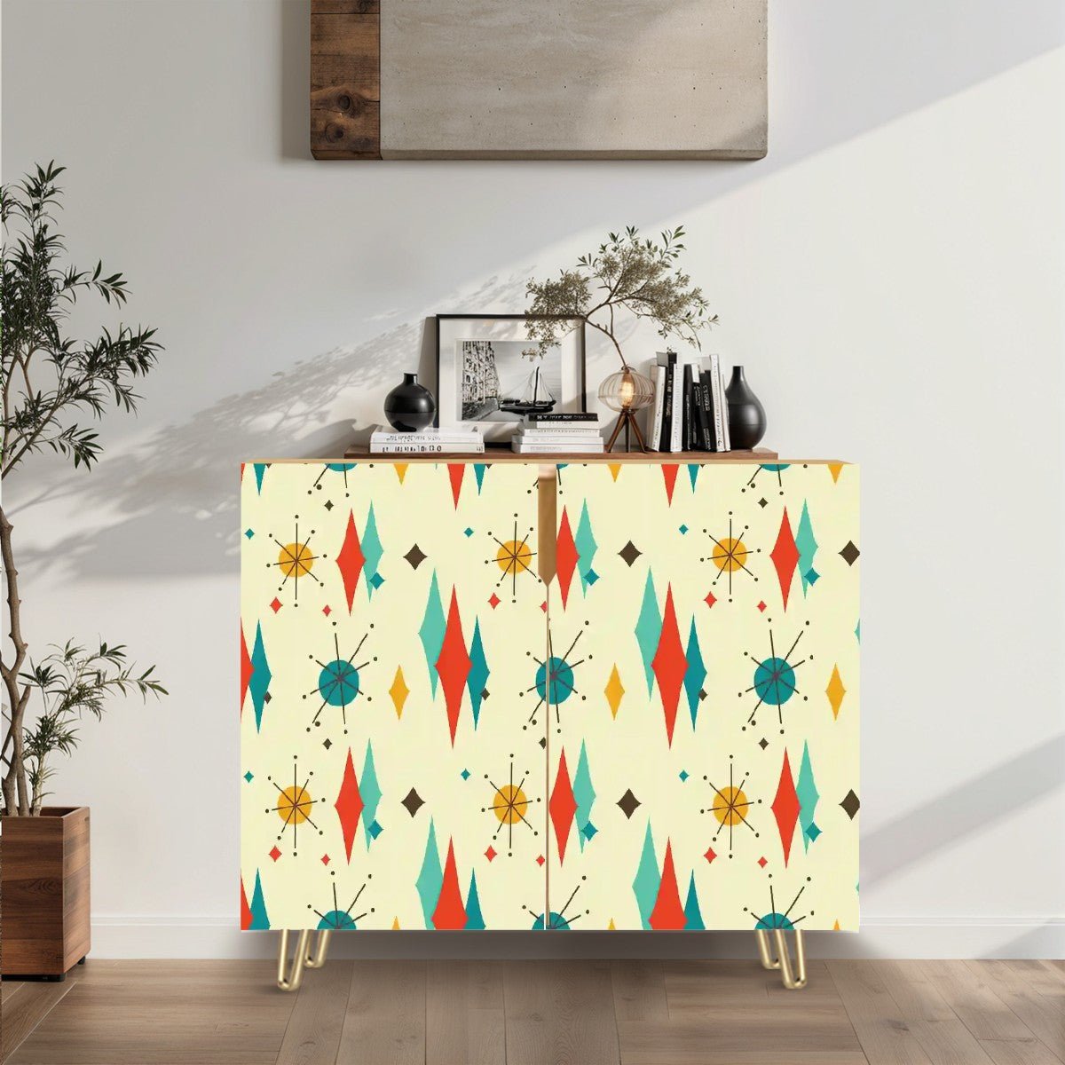 Kate McEnroe New York Franciscan Diamond Starburst Cabinet, Mid Century Modern Atomic Credenza, Retro Storage AccentStorage Cabinets4ZvIuBoZHL