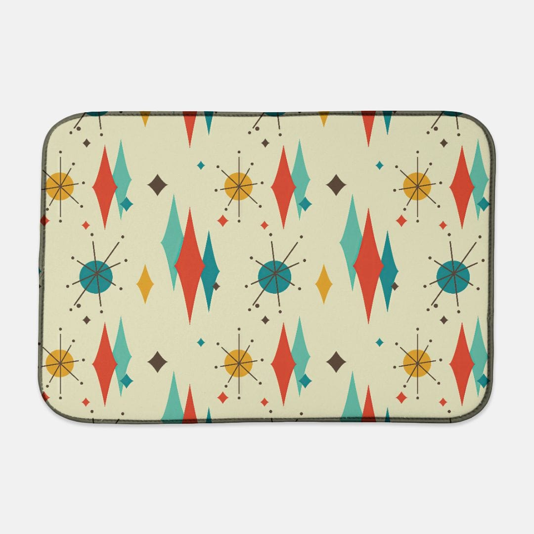 Kate McEnroe New York Franciscan Diamond Starburst Dish Mat, Mid Century Modern Retro 50s Kitchen DecorDish Drying MatsPMK18.2544741