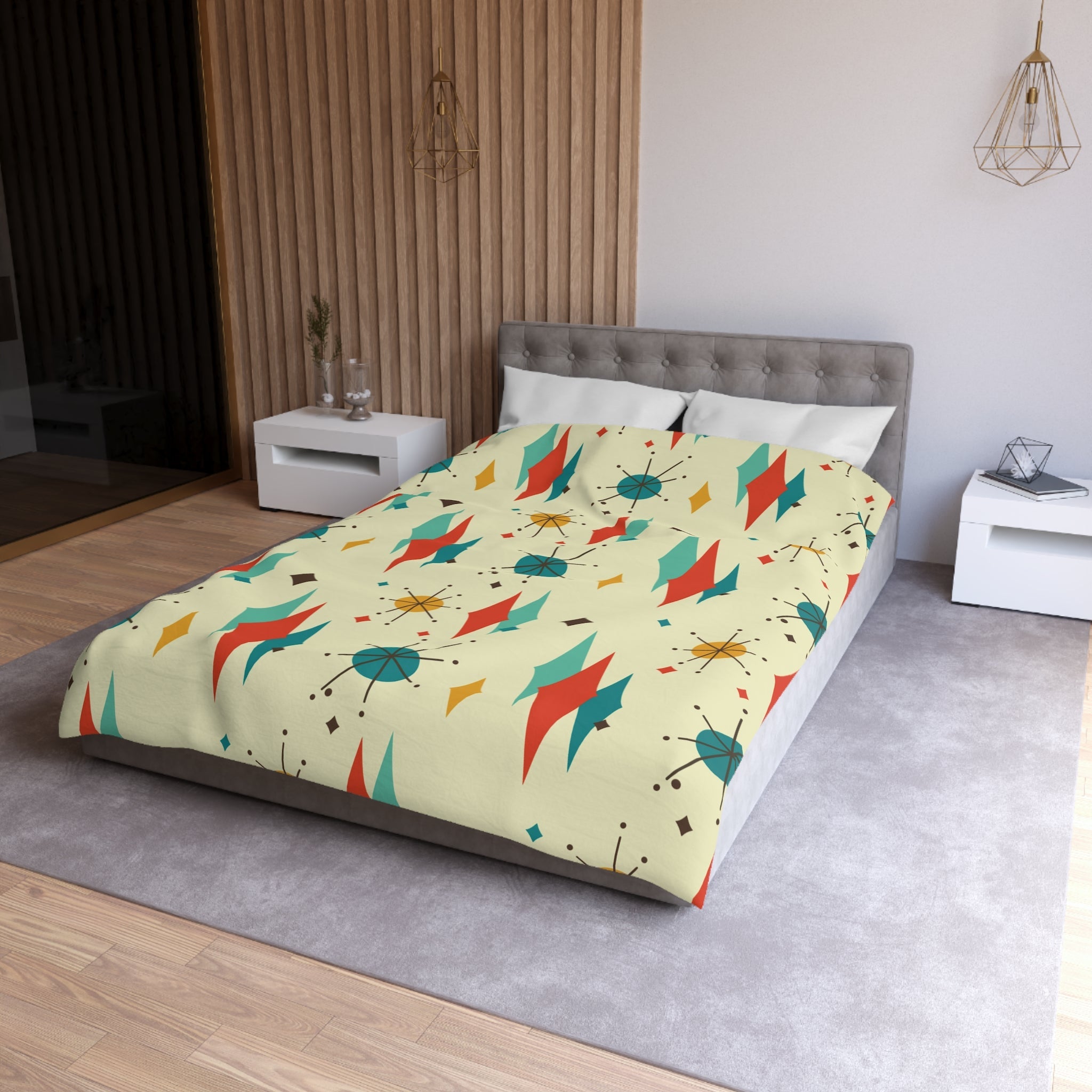 Kate McEnroe New York Franciscan Diamond Starburst Duvet Cover, Mid Century Modern Retro Atomic Age BeddingDuvet Covers10592061395418832448