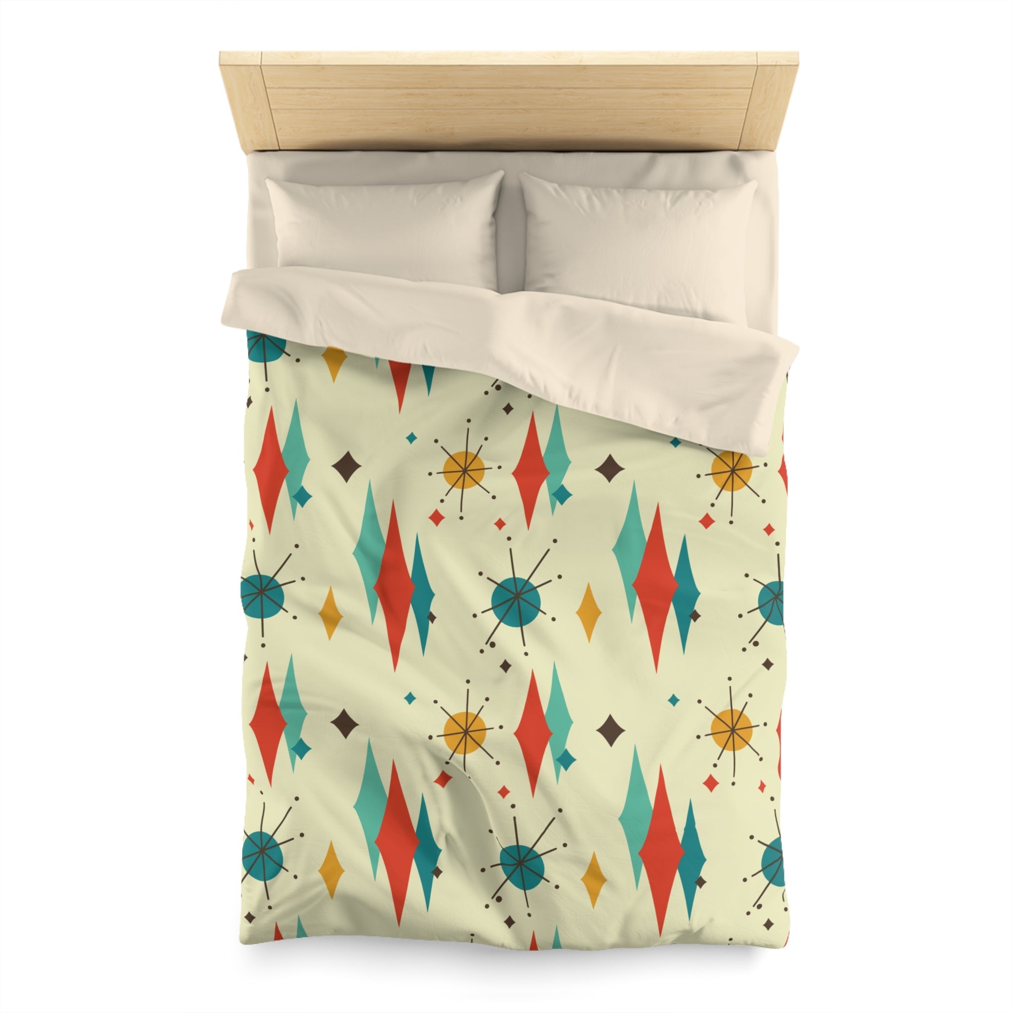 Kate McEnroe New York Franciscan Diamond Starburst Duvet Cover, Mid Century Modern Retro Atomic Age BeddingDuvet Covers10592061395418832448