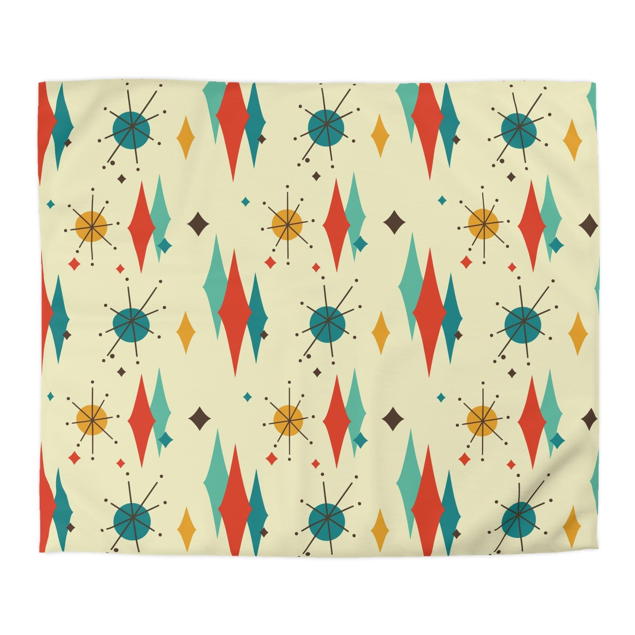 Kate McEnroe New York Franciscan Diamond Starburst Duvet Cover, Mid Century Modern Retro Atomic Age BeddingDuvet Covers10592061395418832448