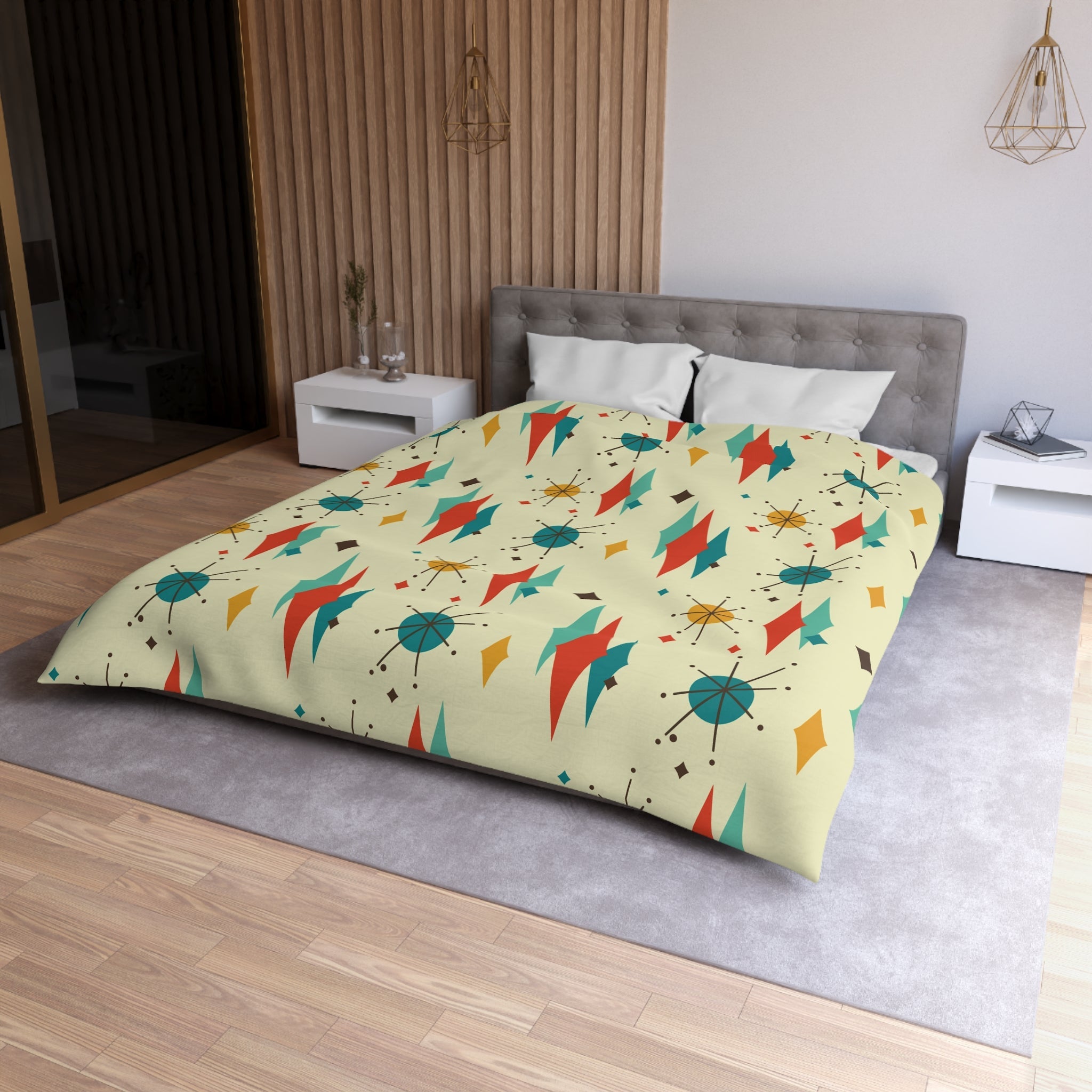 Kate McEnroe New York Franciscan Diamond Starburst Duvet Cover, Mid Century Modern Retro Atomic Age BeddingDuvet Covers12791538973027882124