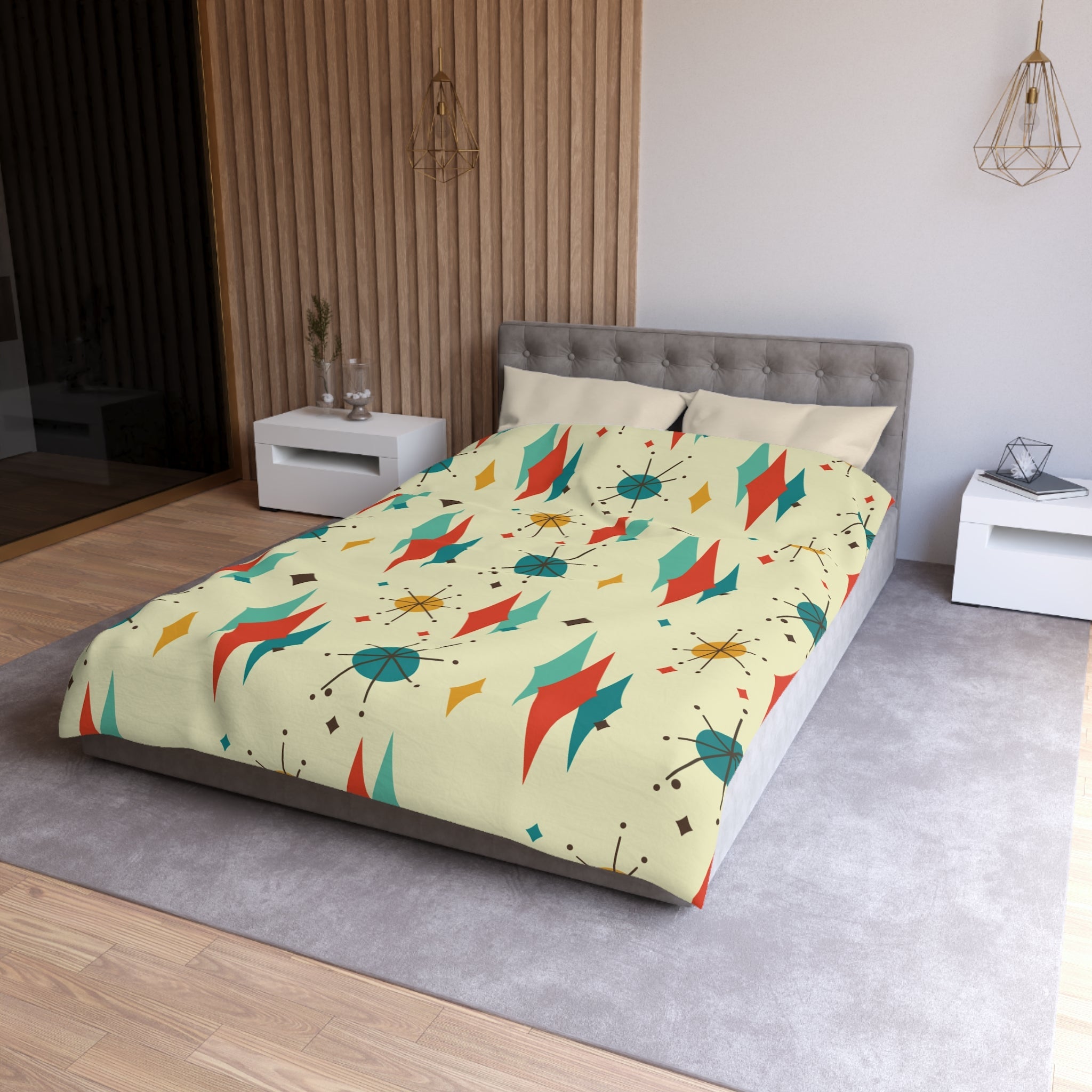 Kate McEnroe New York Franciscan Diamond Starburst Duvet Cover, Mid Century Modern Retro Atomic Age BeddingDuvet Covers13449212875427187251