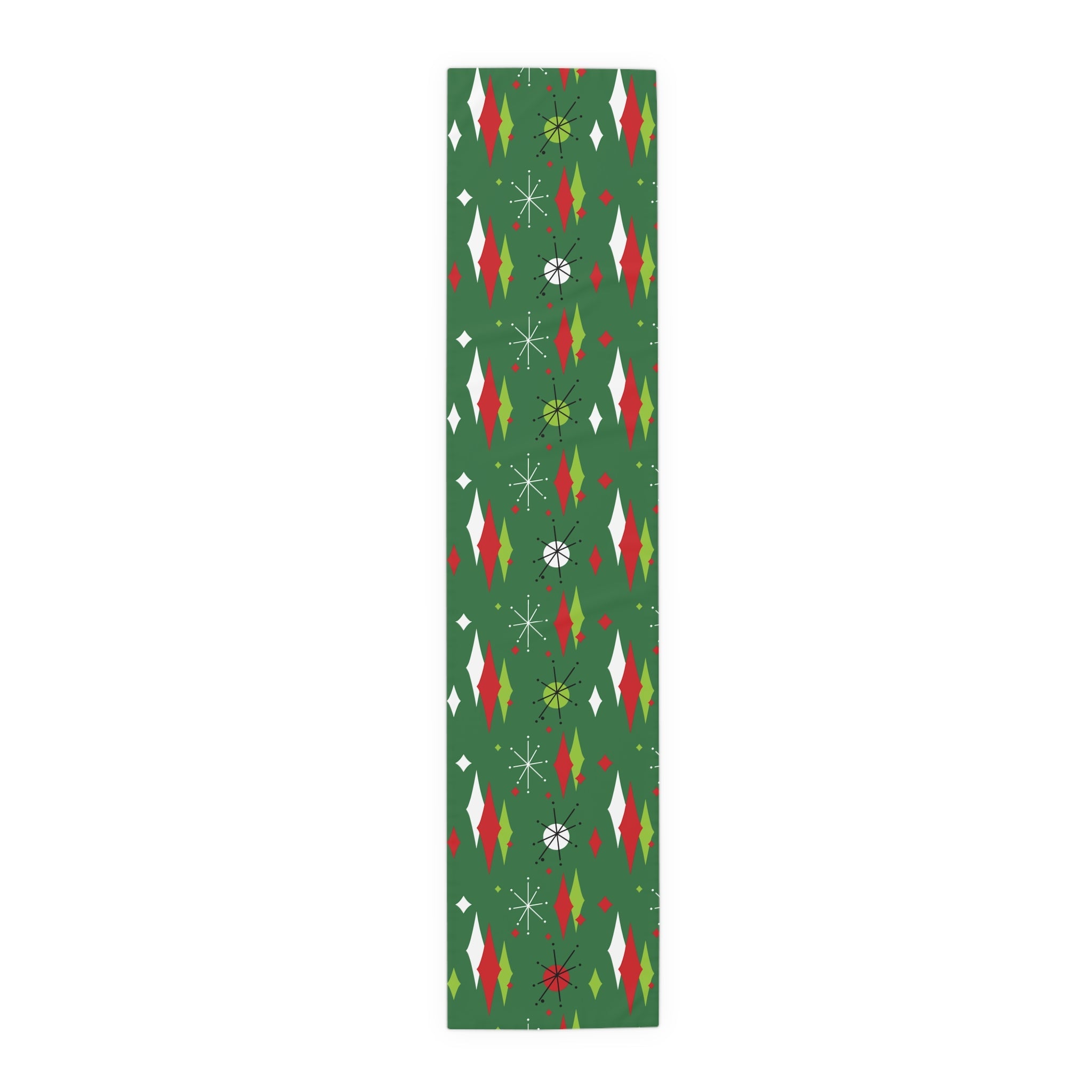 Kate McEnroe New York Franciscan Diamond Starburst Green Retro Christmas Table RunnerTable Runners17058767421112210769