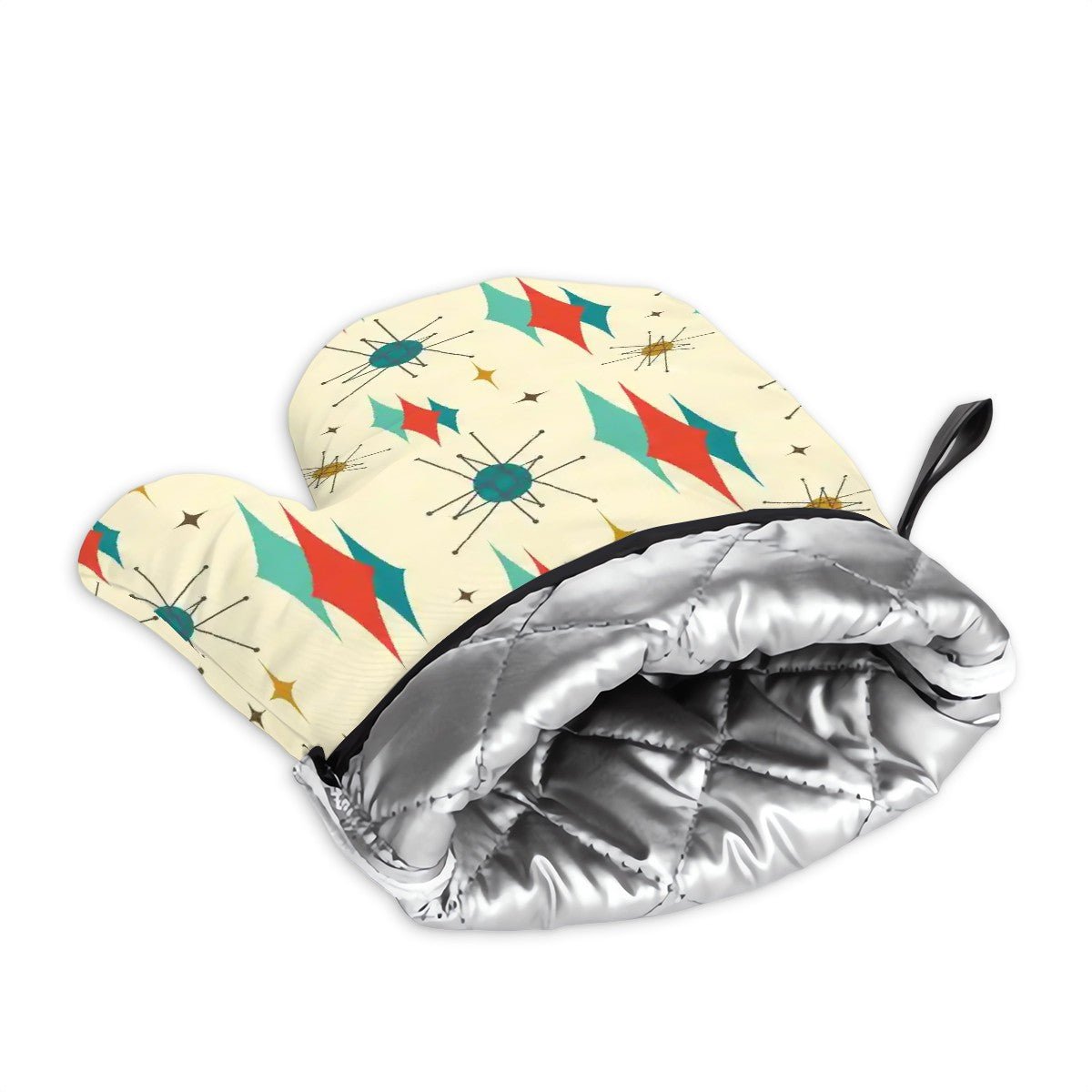 Kate McEnroe New York Franciscan Diamond Starburst Oven Mitts and Pot Holders Set, Mid century Modern Kitchen AccessoriesOven Mitts & Pot Holder SetH5KRTB-ABOZI6-8VIID7