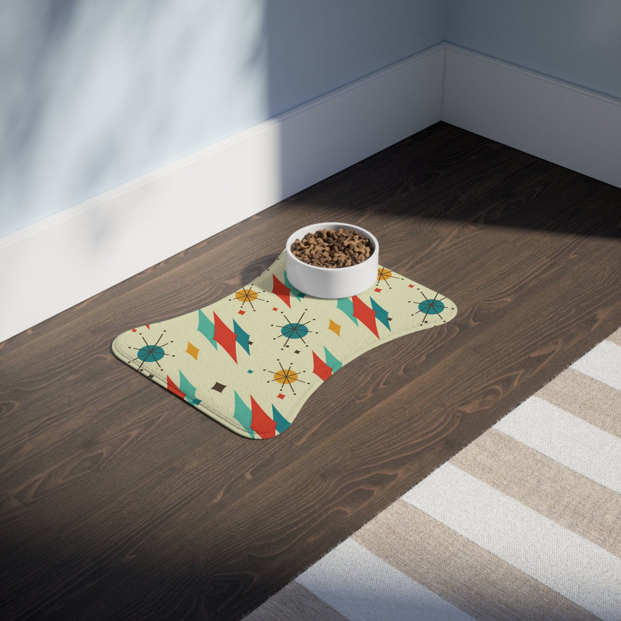 Kate McEnroe New York Franciscan Diamond Starburst Pet Feeding Mat, Bone and Fish Shape Cat, Dog Non - Slip, Highly Absorbent Pad, Pet Lovers Gift - 128081923Pet Feeding Mats26750237531083241044