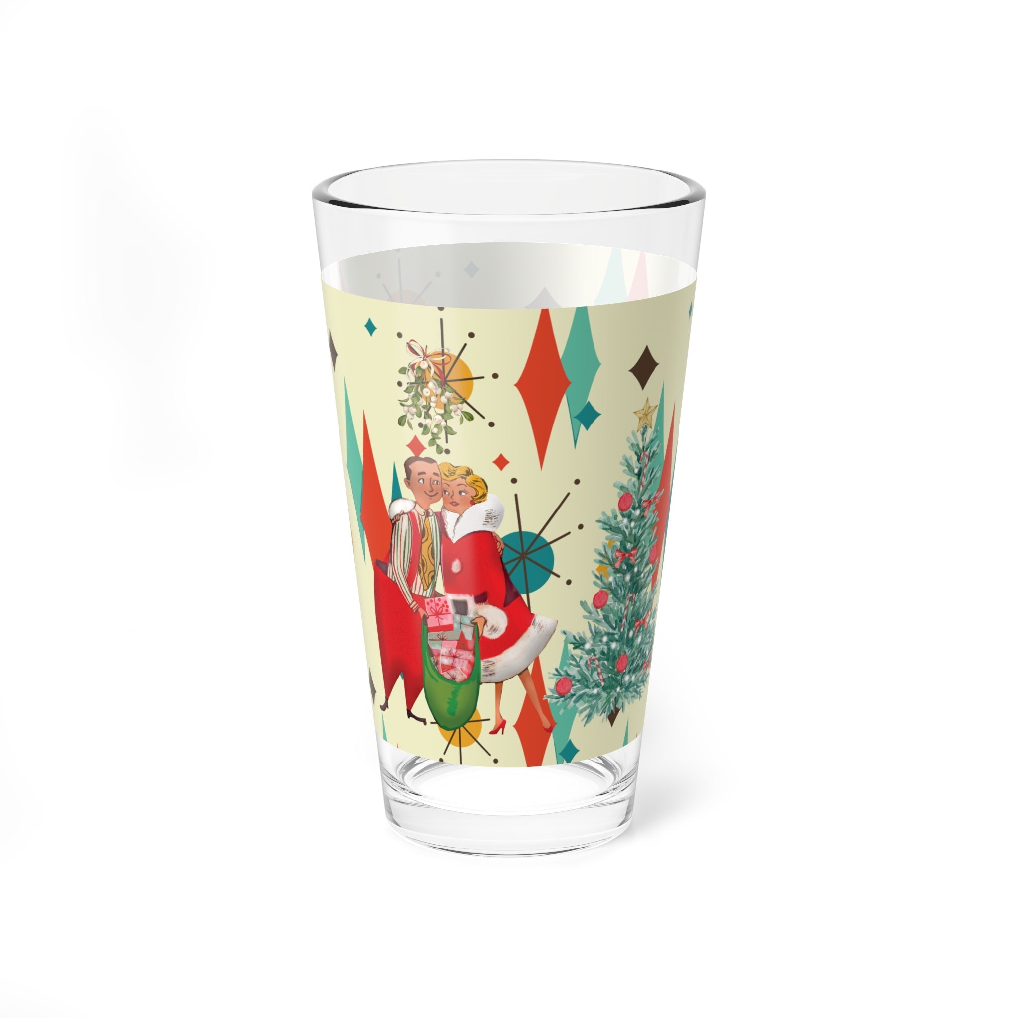 Kate McEnroe New York Franciscan Diamond Starburst Retro Vintage 50s Kitsch Christmas Card Art Glassware, MCM Barware, Cocktail, Drinking GlassMixing Glasses29948670316231229892