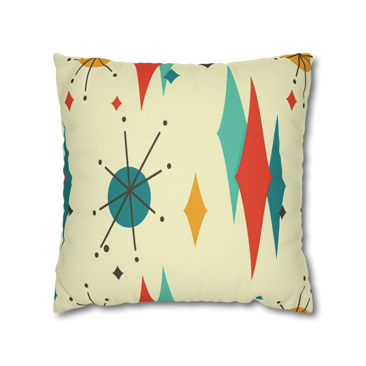Kate McEnroe New York Franciscan Diamond Starburst Throw Pillow Covers in Mid Century Modern Orange, Teal, Cream Hues, Retro 50s MCM Cushion CoverThrow Pillow Covers79205268599661753187