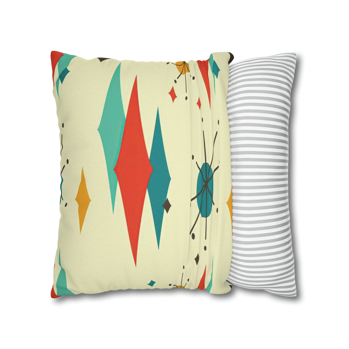 Kate McEnroe New York Franciscan Diamond Starburst Throw Pillow Covers in Mid Century Modern Orange, Teal, Cream Hues, Retro 50s MCM Cushion CoverThrow Pillow Covers79205268599661753187