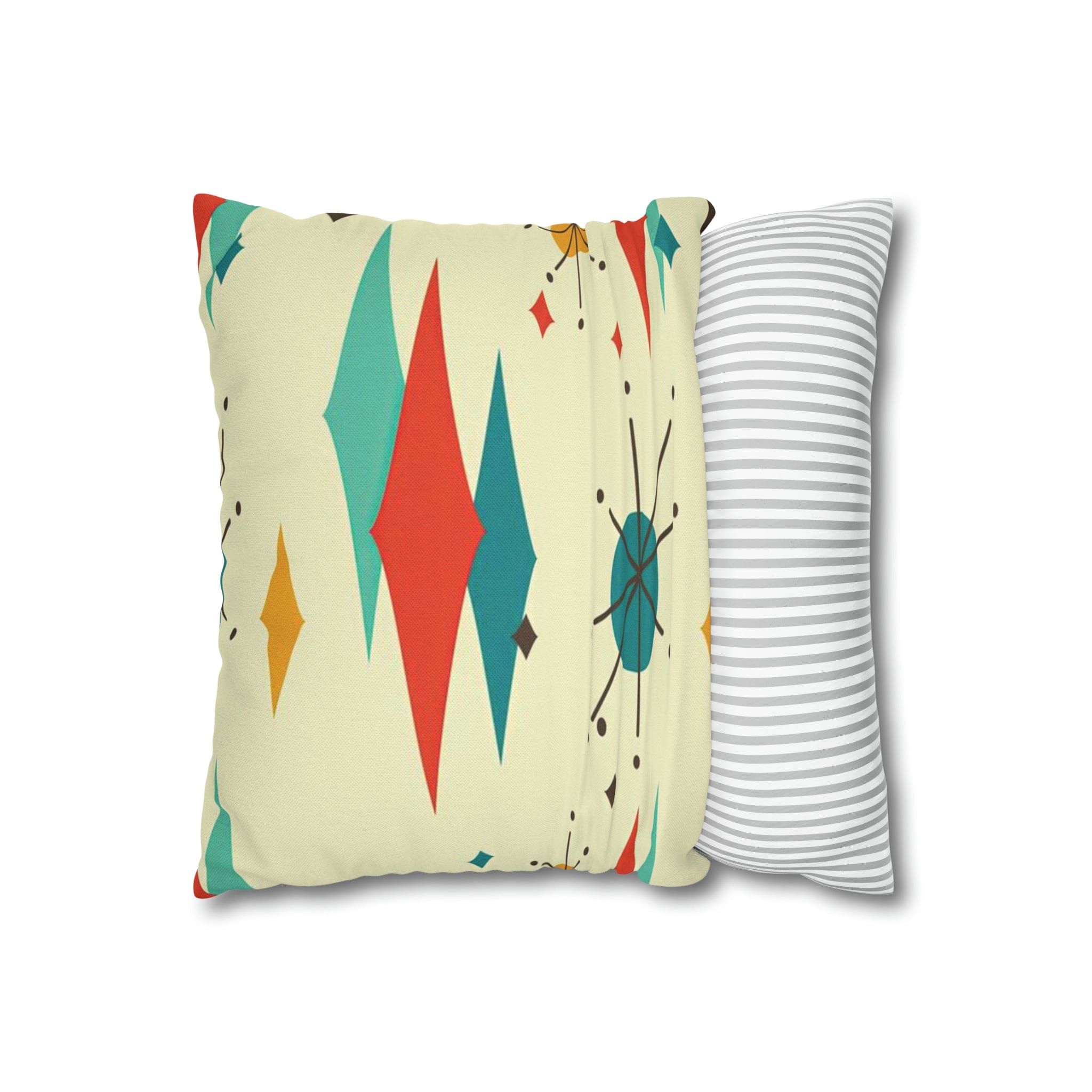 Kate McEnroe New York Franciscan Diamond Starburst Throw Pillow Covers in Mid Century Modern Orange, Teal, Cream Hues, Retro 50s MCM Cushion CoverThrow Pillow Covers79205268599661753187