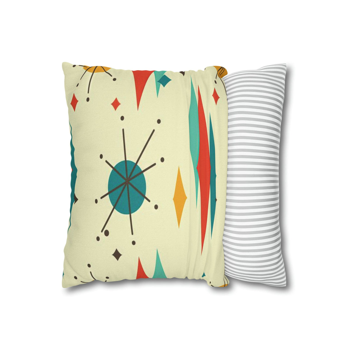 Kate McEnroe New York Franciscan Diamond Starburst Throw Pillow Covers in Mid Century Modern Orange, Teal, Cream Hues, Retro 50s MCM Cushion CoverThrow Pillow Covers79205268599661753187