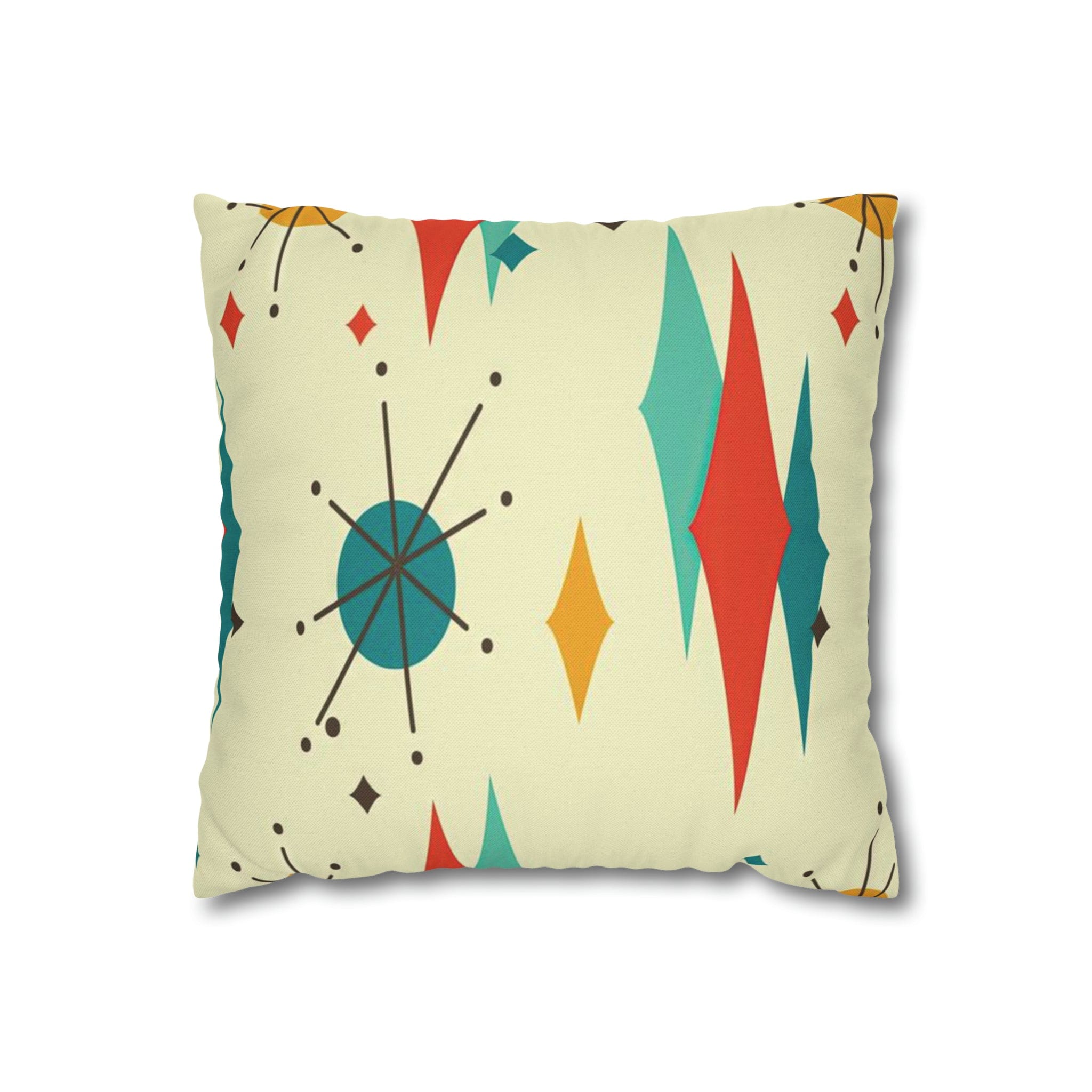 Kate McEnroe New York Franciscan Diamond Starburst Throw Pillow Covers in Mid Century Modern Orange, Teal, Cream Hues, Retro 50s MCM Cushion CoverThrow Pillow Covers79205268599661753187