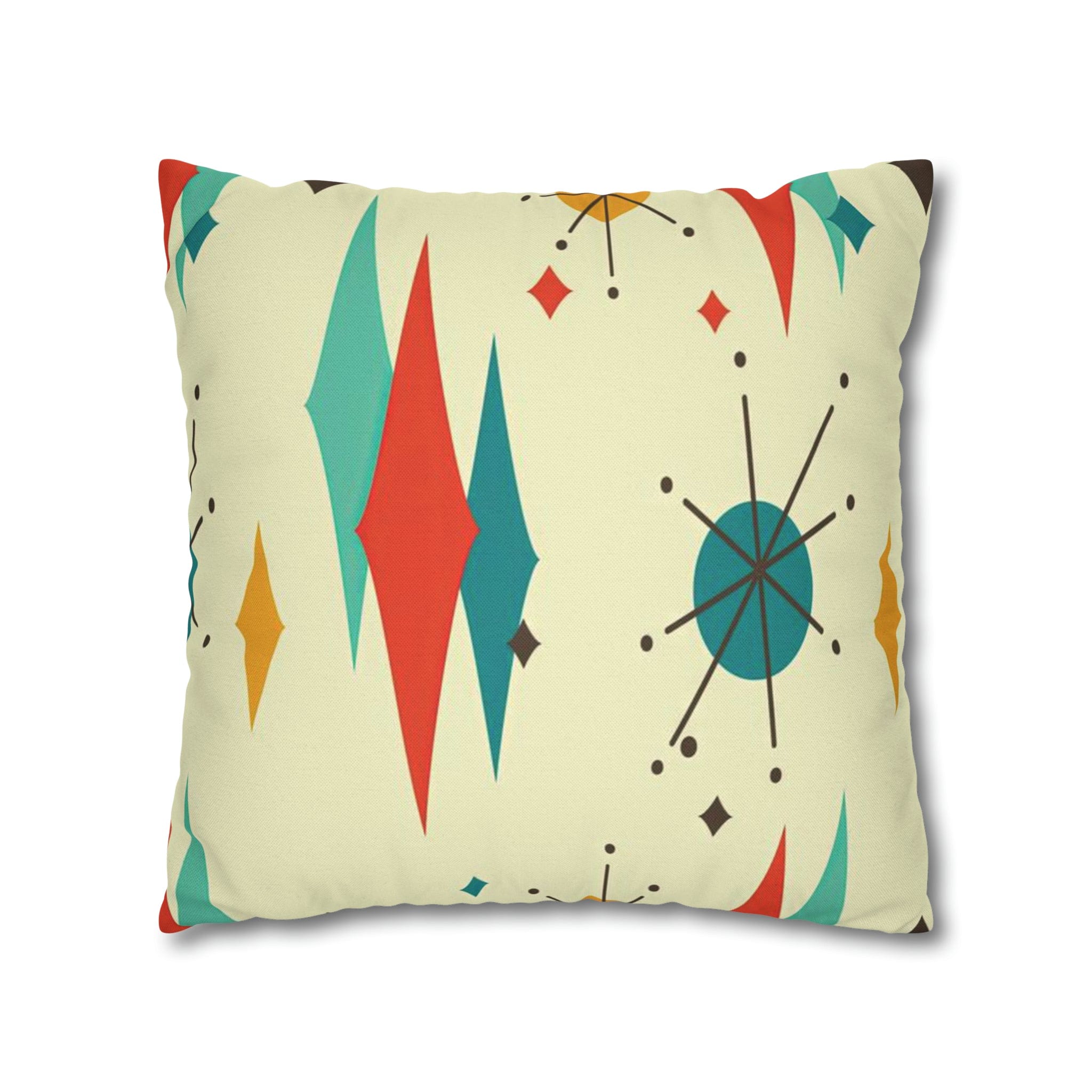 Kate McEnroe New York Franciscan Diamond Starburst Throw Pillow Covers in Mid Century Modern Orange, Teal, Cream Hues, Retro 50s MCM Cushion CoverThrow Pillow Covers79205268599661753187