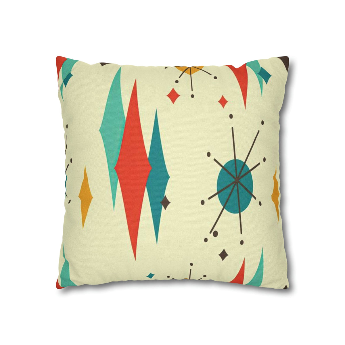 Kate McEnroe New York Franciscan Diamond Starburst Throw Pillow Covers in Mid Century Modern Orange, Teal, Cream Hues, Retro 50s MCM Cushion CoverThrow Pillow Covers79205268599661753187