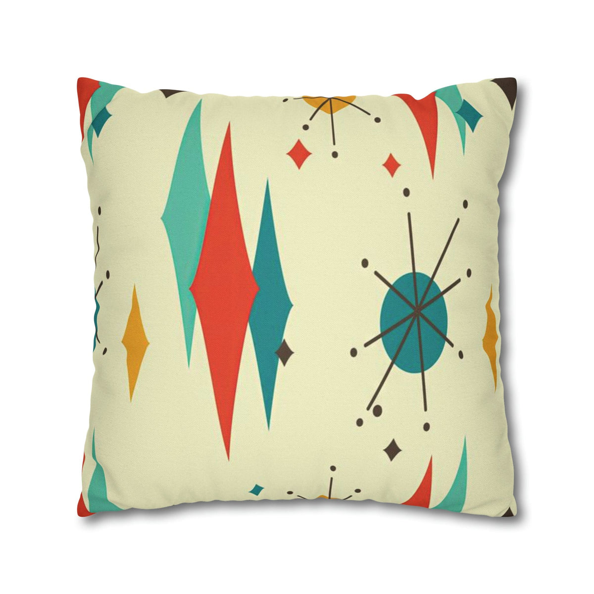 Kate McEnroe New York Franciscan Diamond Starburst Throw Pillow Covers in Mid Century Modern Orange, Teal, Cream Hues, Retro 50s MCM Cushion CoverThrow Pillow Covers79205268599661753187