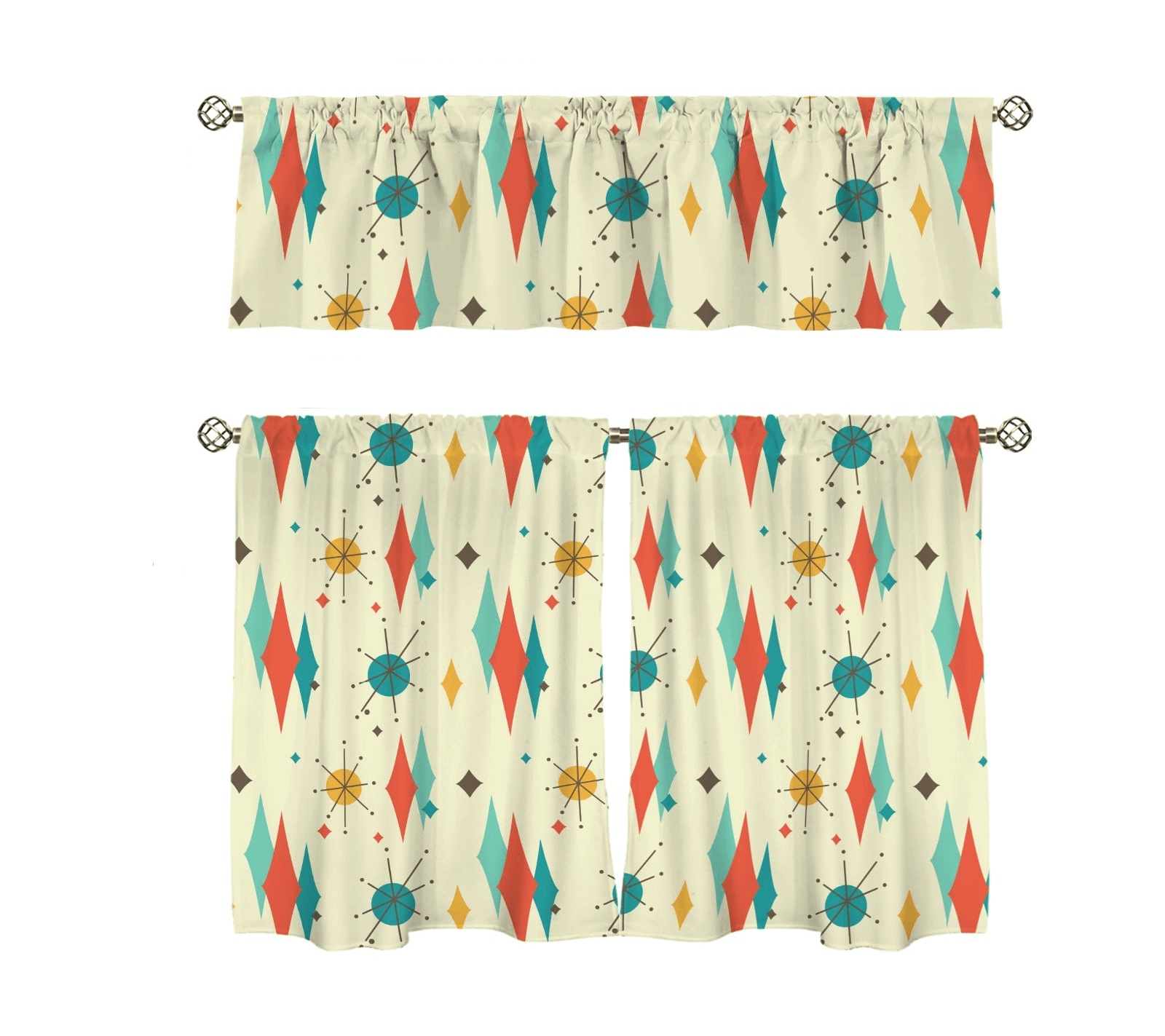 Kate McEnroe New York Franciscan Diamond Starburst Tier Valance Curtain SetValancesD3377563
