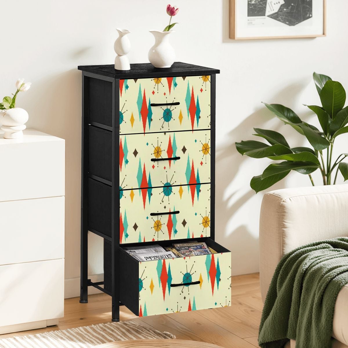 Kate McEnroe New York Franciscan Starburst 50s Mid Century Modern 4 Drawer DresserDressersOssXIohUsT
