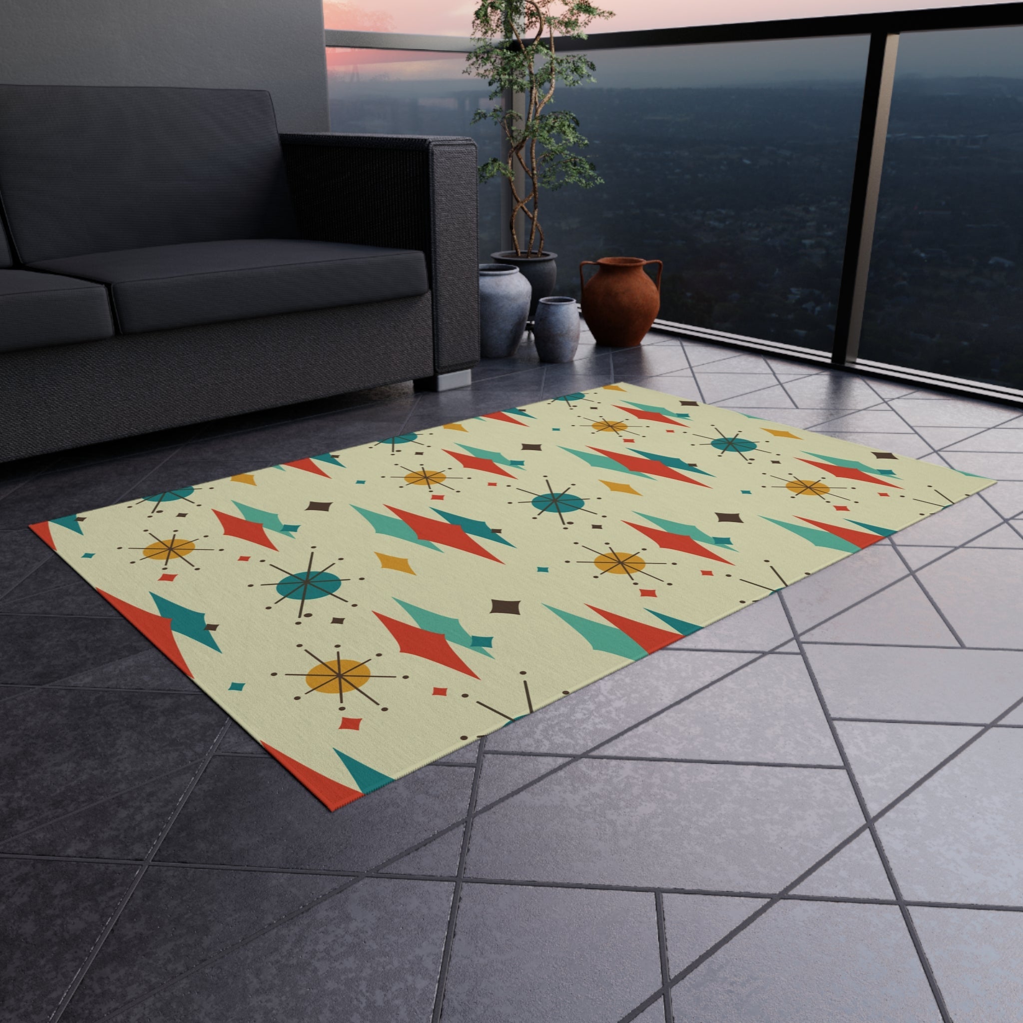 Kate McEnroe New York Franciscan Starburst Diamond Indoor Outdoor Rug, Retro Mid Century Modern Geometric Area RugRugs11006200538994858399