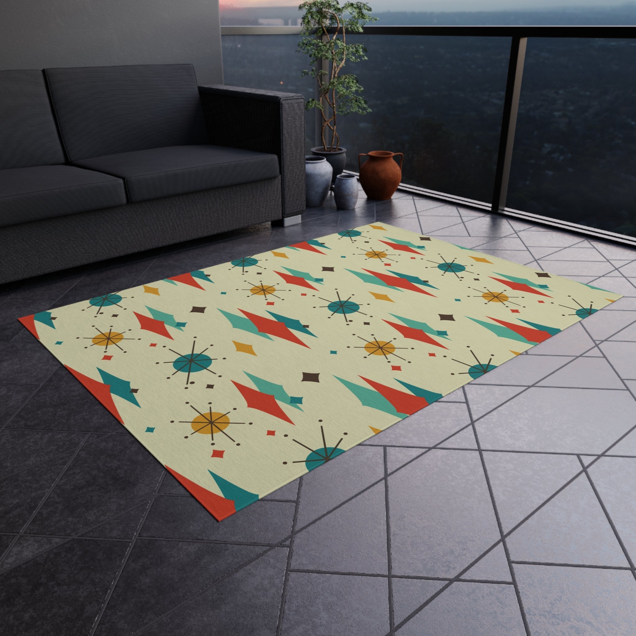 Kate McEnroe New York Franciscan Starburst Diamond Indoor Outdoor Rug, Retro Mid Century Modern Geometric Area RugRugs11006200538994858399