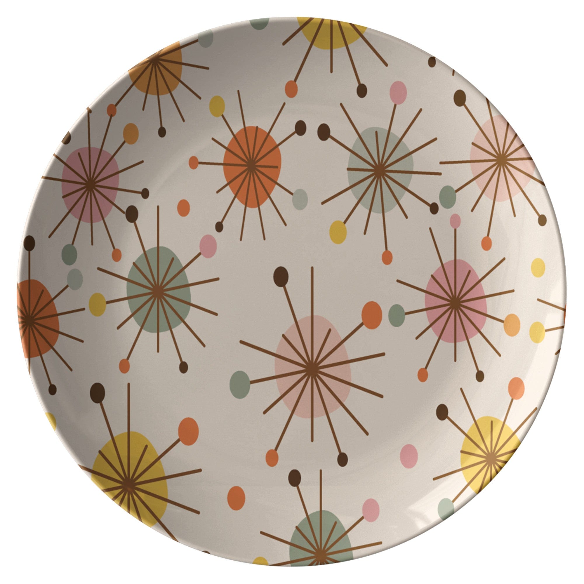 Kate McEnroe New York Franciscan Starburst Dinner Plate, Mid Century Modern, Vintage Style, Retro Kitchenware, Peach Geometric Design, Burnt Orange, Collectible TablewarePlates9820SINGLE