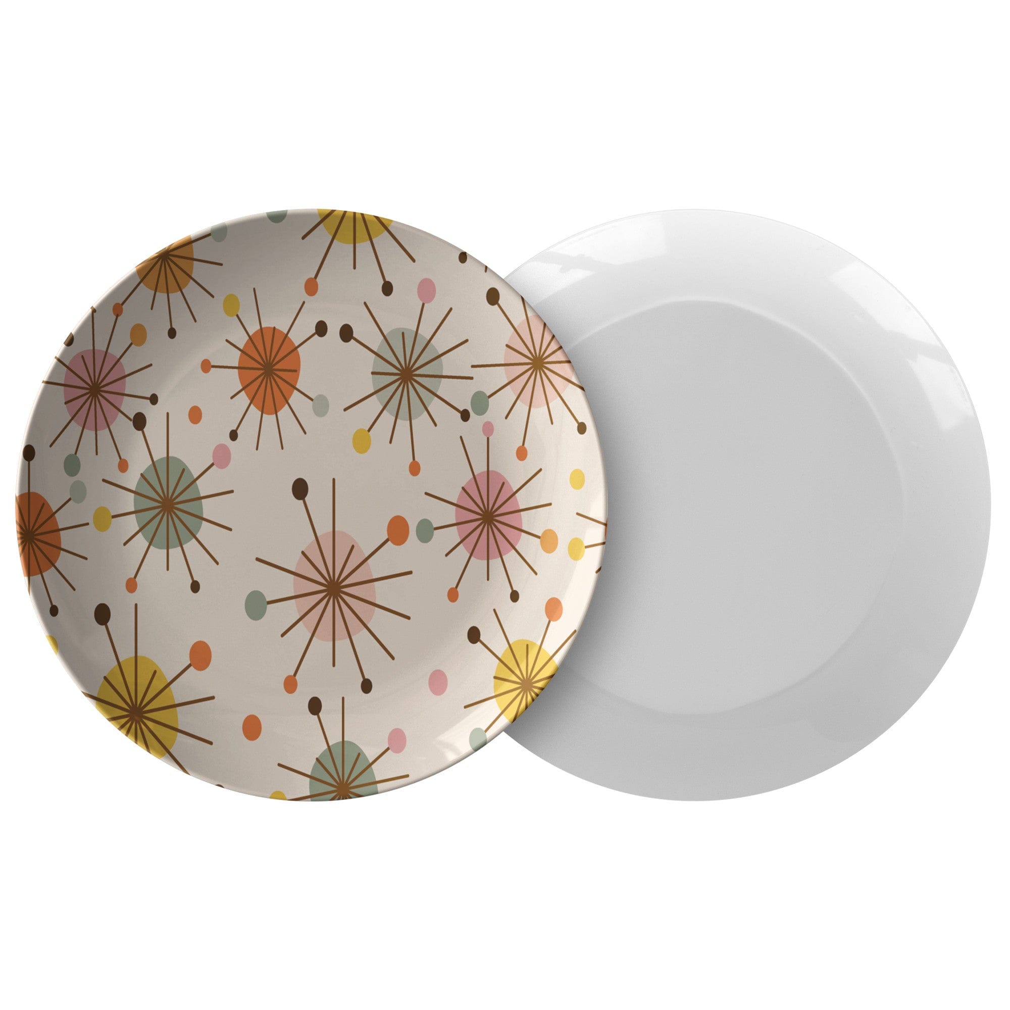 Kate McEnroe New York Franciscan Starburst Dinner Plate, Mid Century Modern, Vintage Style, Retro Kitchenware, Peach Geometric Design, Burnt Orange, Collectible TablewarePlates9820SINGLE