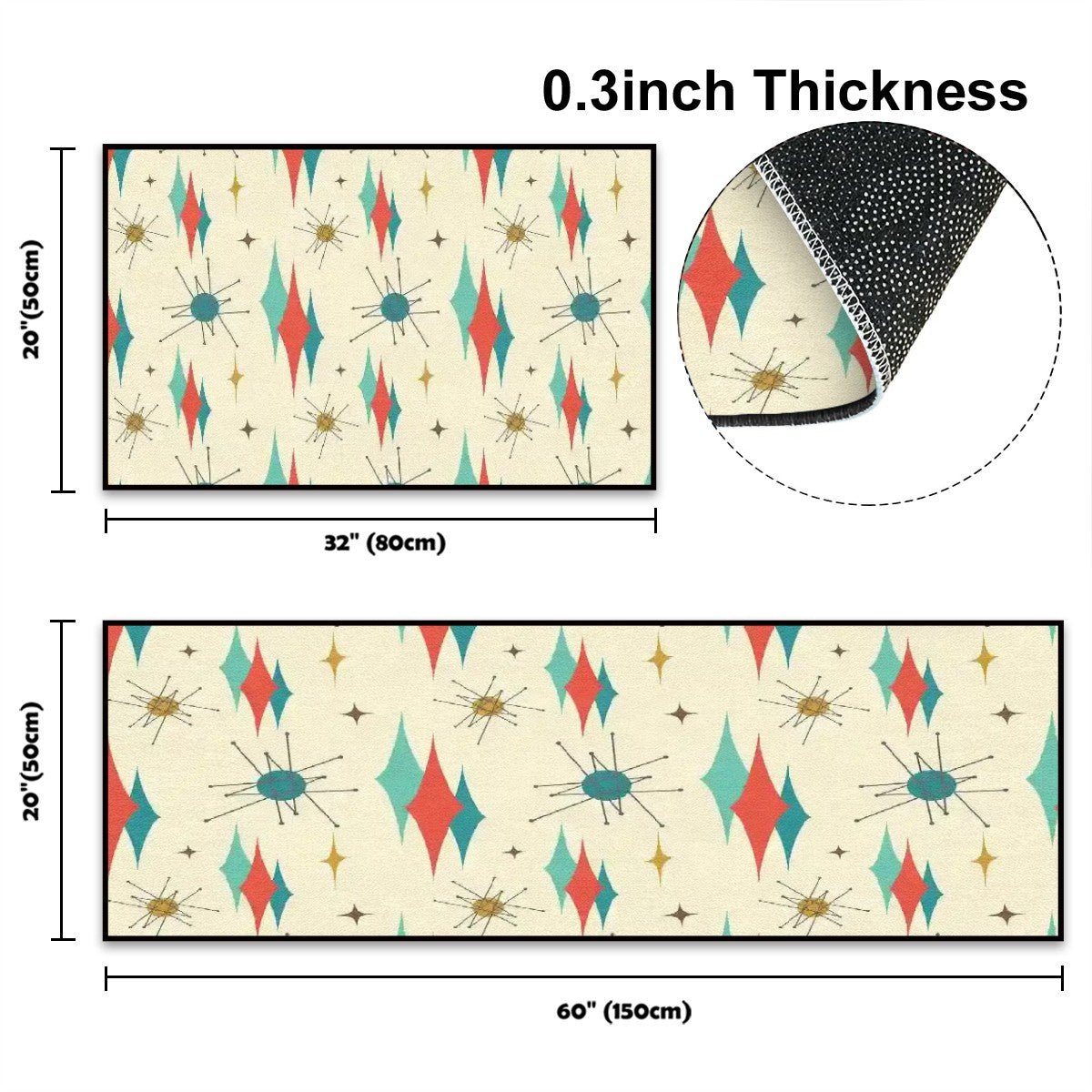 Kate McEnroe New York Franciscan Starburst Mid Century Modern Rug Set, Retro 50s MCM Starburst Floor MatKitchen Floor Mats7vDZ4aLmgd