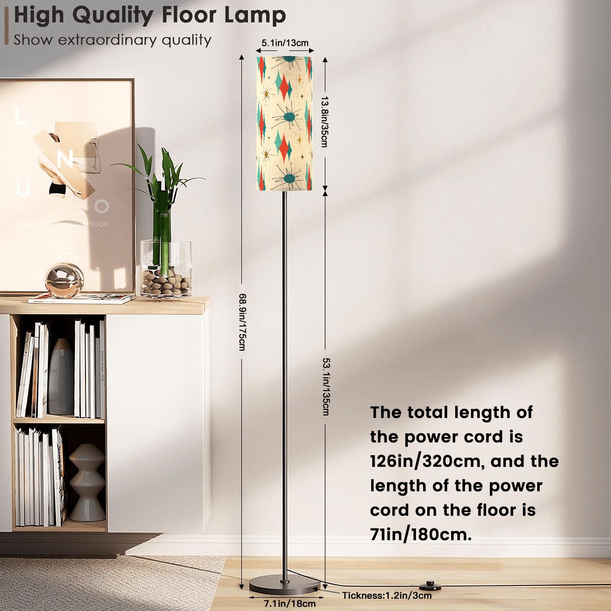 Kate McEnroe New York Franciscan Starburst Mid Century Modern Standing Floor Lamp, 50s MCM Floor Lighting, Retro Teal Orange Starburst Accent LampSlim Floor LampsXIuotrarM1