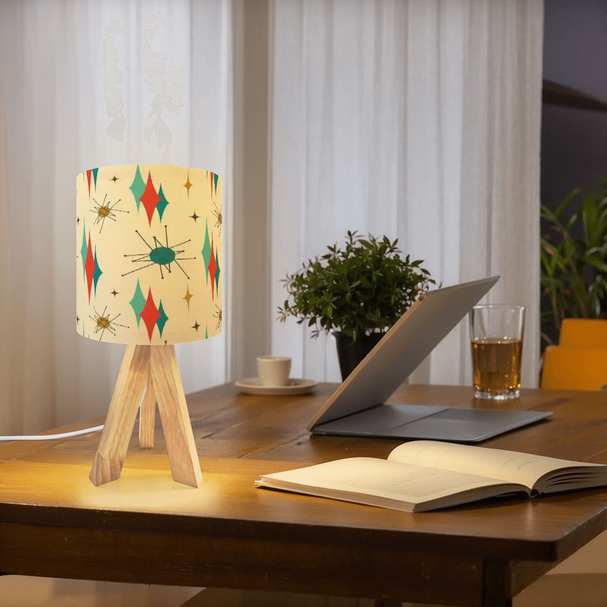 Kate McEnroe New York Franciscan Starburst Mid Century Modern Tripod Table LampTable LampsEnCXWoVTBT