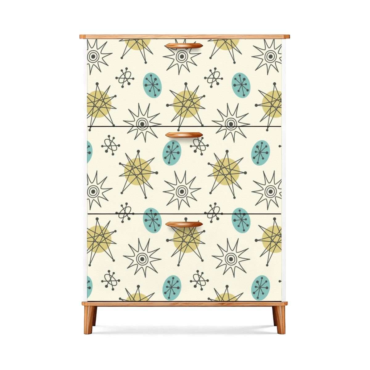 Kate McEnroe New York Franciscan Starburst Shoe Cabinet, Mid Century Modern 50s Retro 3 Drawer Storage RackShoe StorageSpHQVQf8VK