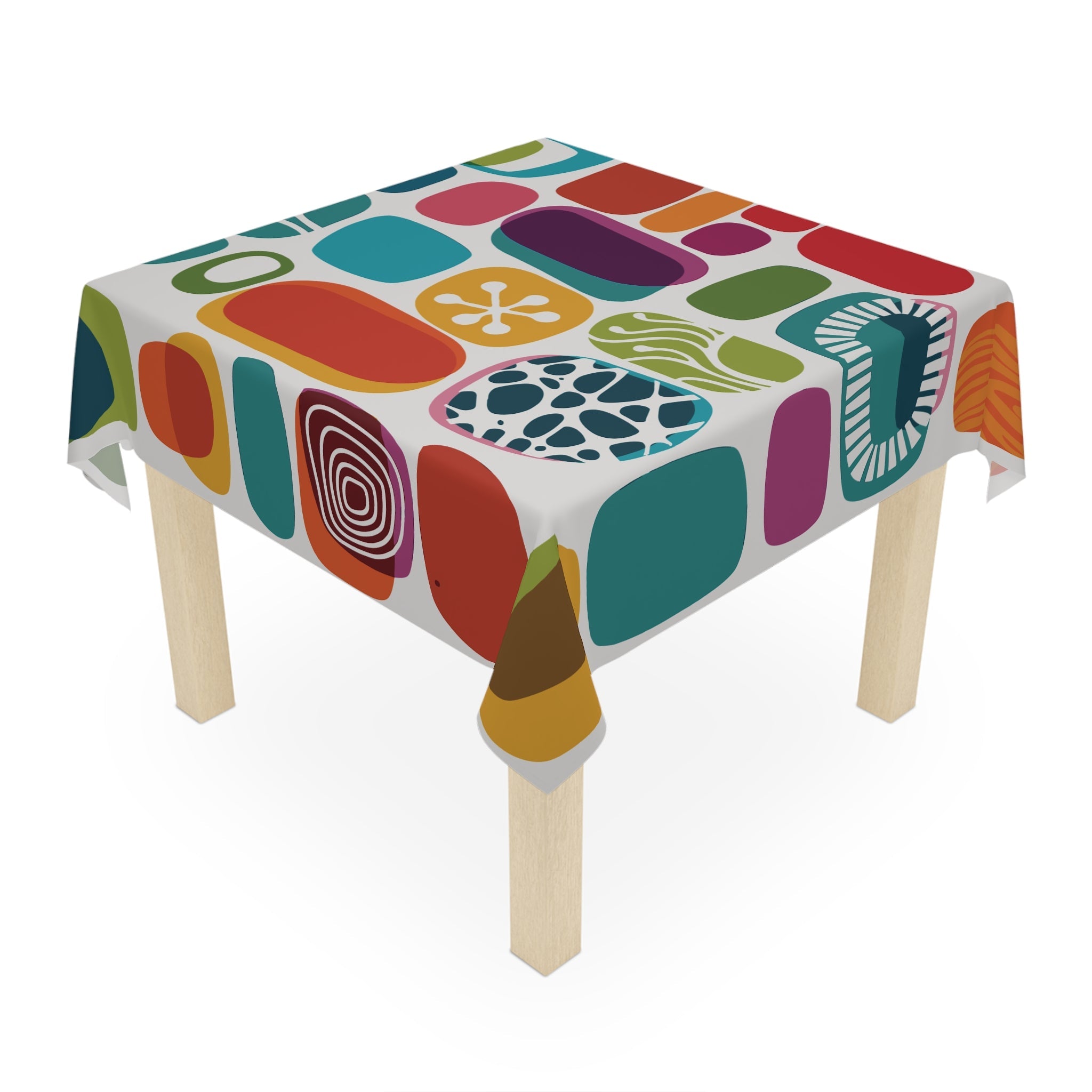 Kate McEnroe New York Googie Amoeba Mid Century Modern Tablecloth, Retro 1950s MCM Dining Table LinenTablecloths28309389995649282796