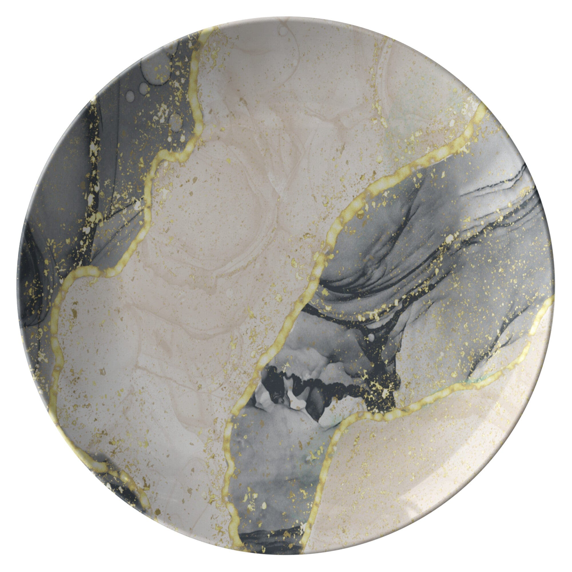 Kate McEnroe New York Gray Peach and Gold Sparkles Marble Dinner PlatesPlatesP20 - SPA - GRA - 36S