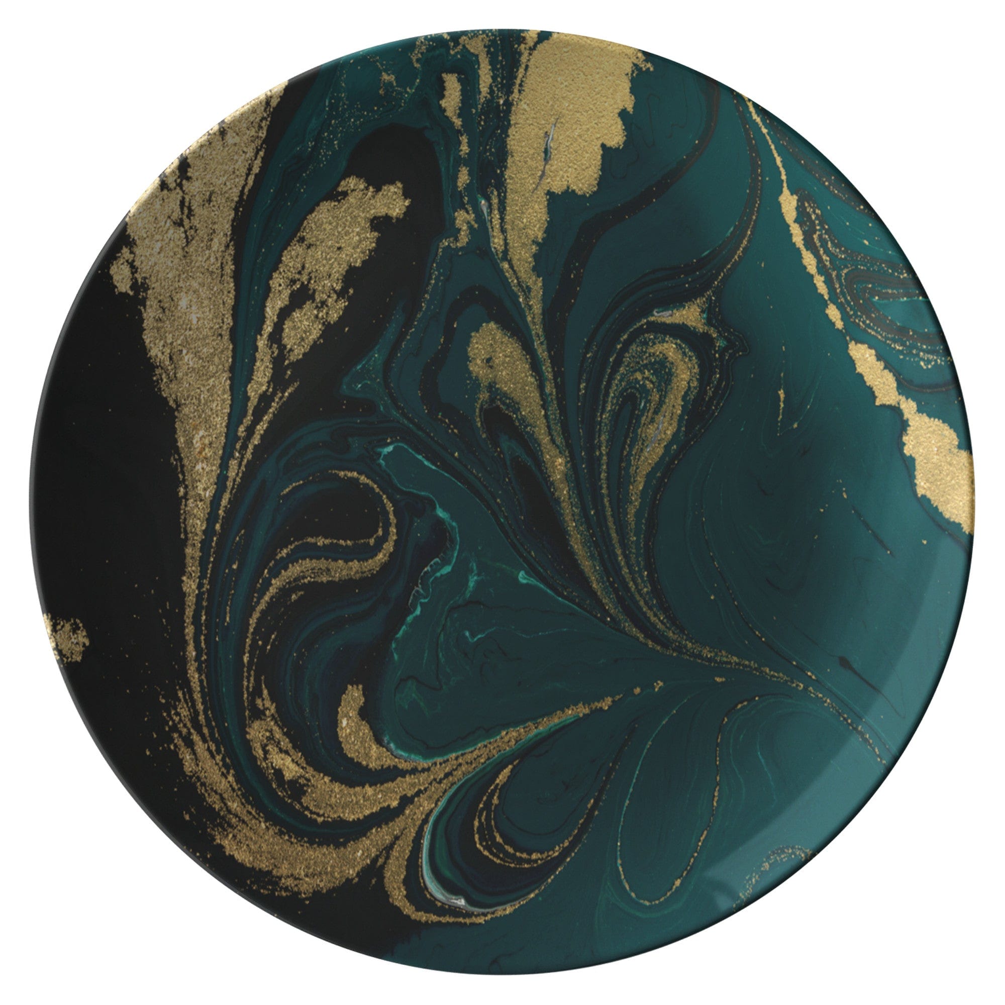 Kate McEnroe New York Green and Gold Marble Dinner PlatePlatesP20 - GGL - MAR - S51