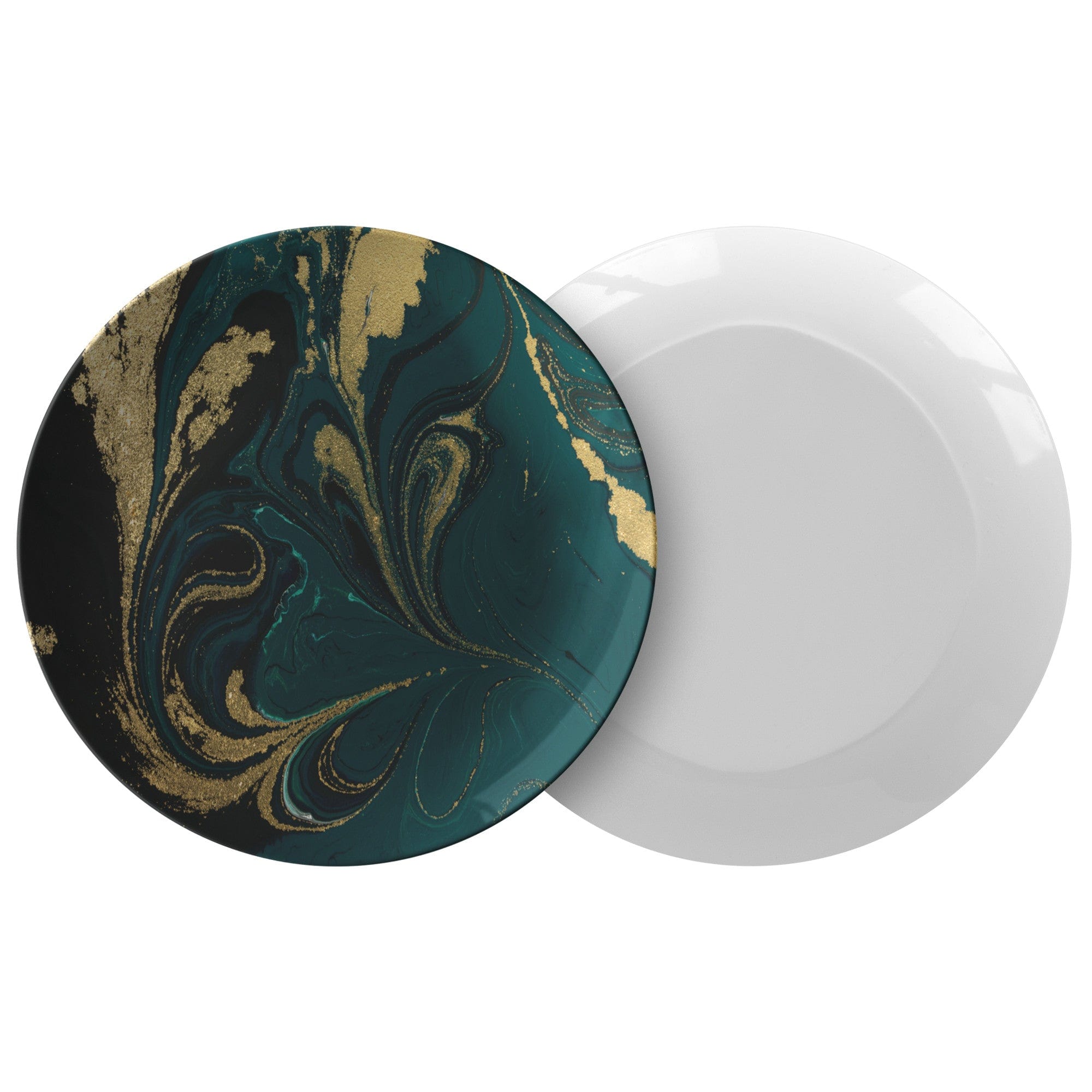 Kate McEnroe New York Green and Gold Marble Dinner PlatePlatesP20 - GGL - MAR - S51