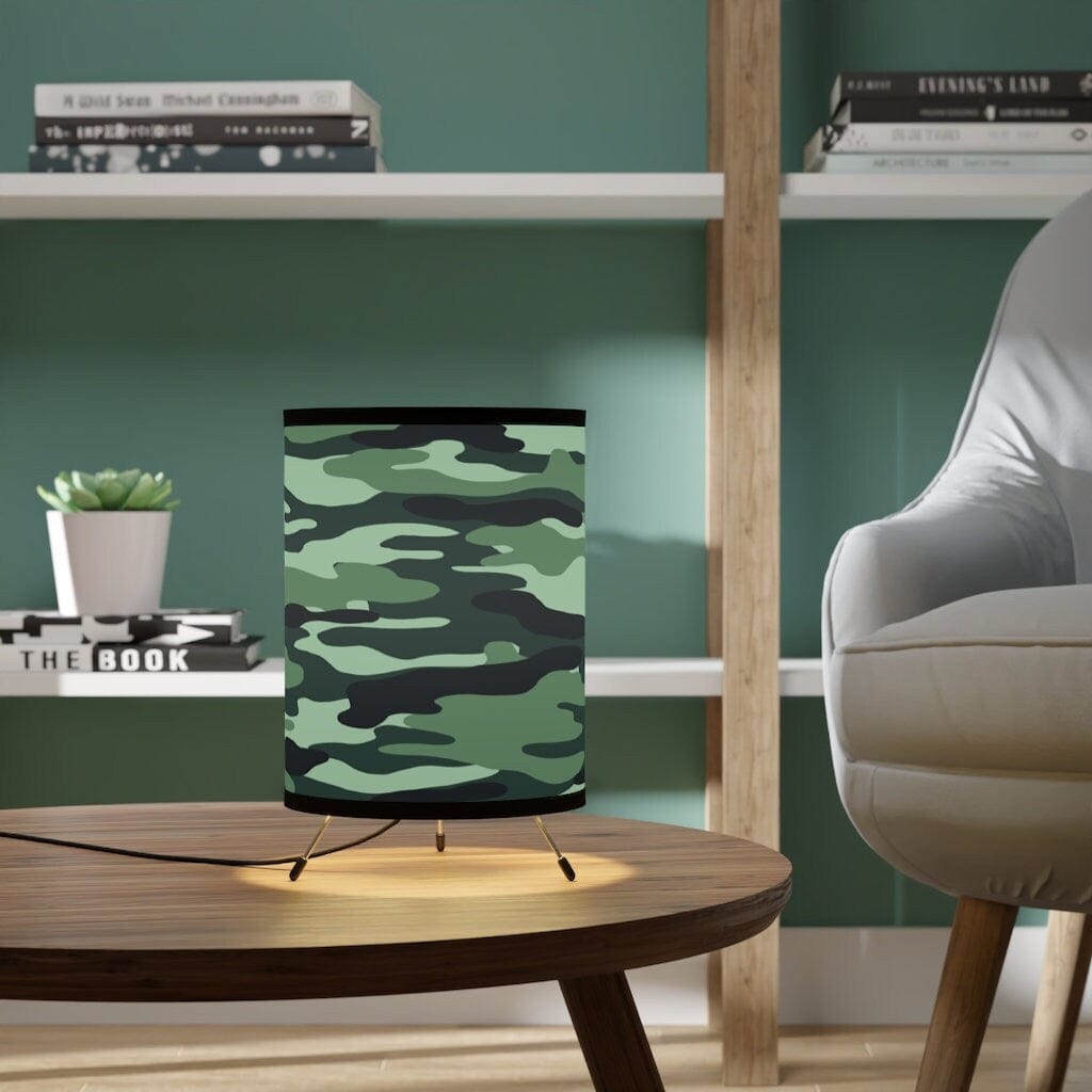 Kate McEnroe New York Green Camo Tripod Table Lamp For Boys Room, Night Light, Table Lamp for Dorm Room, Home DecorLamps99446460559453508128