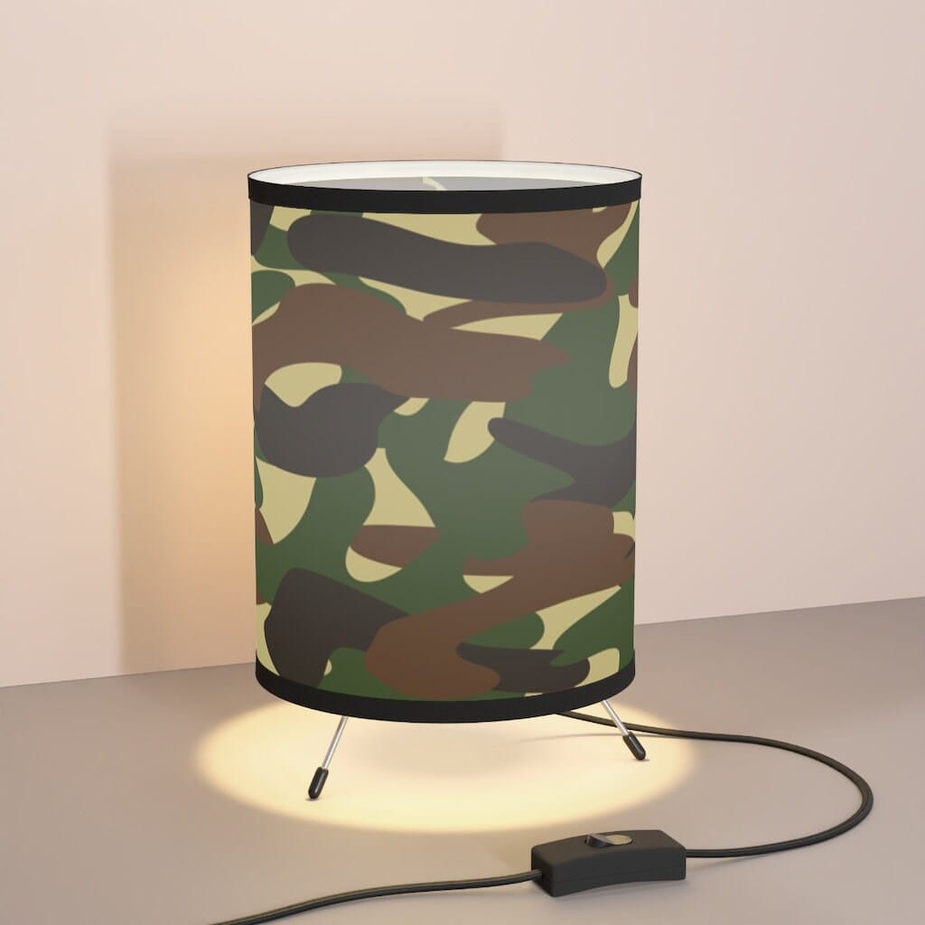 Kate McEnroe New York Green Camo Tripod Table Lamp For Boys Room, Night Light, Table Lamp for Dorm Room, Home DecorLamps99446460559453508128