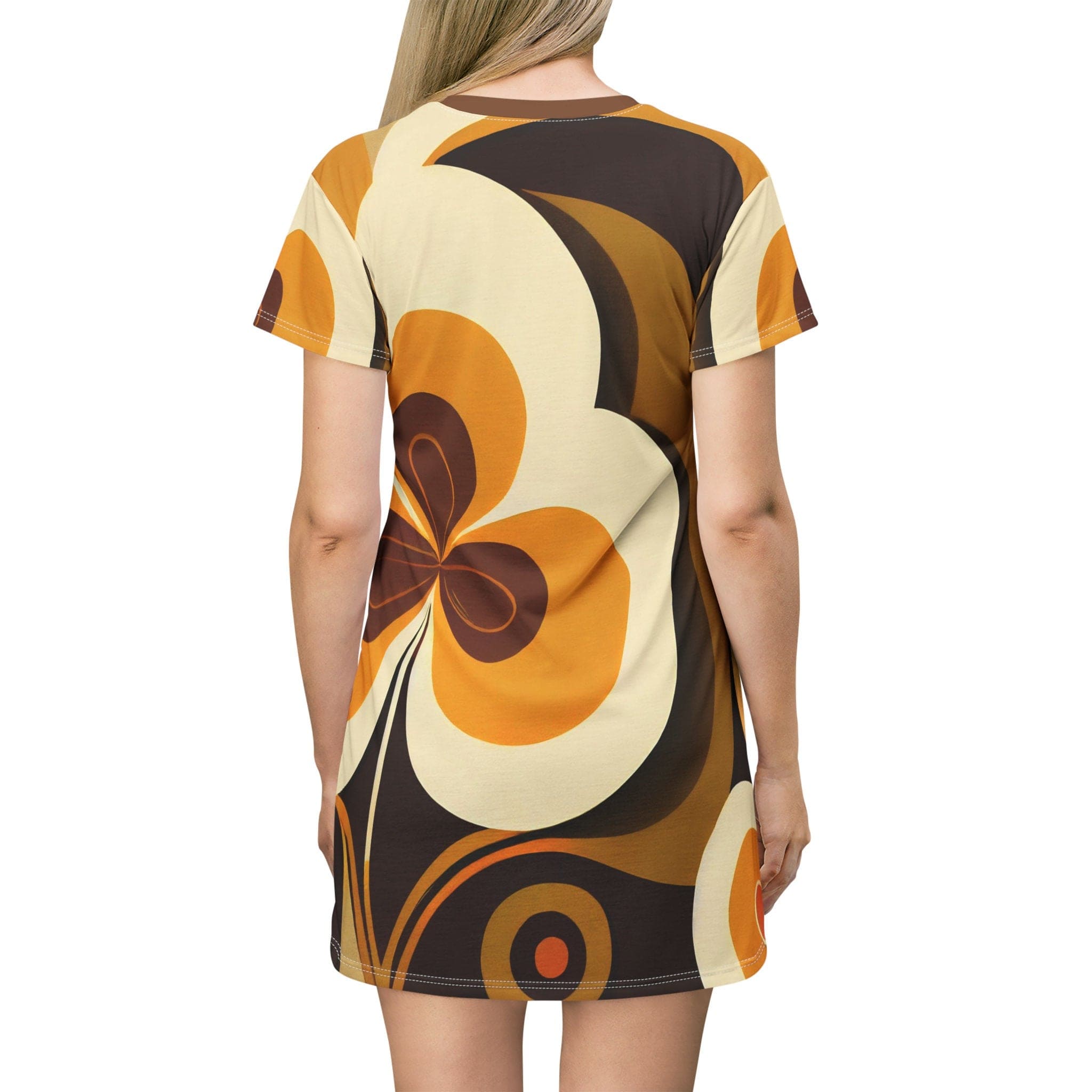 Kate McEnroe New York Groovy 60s MCM Retro Hippie Flower Power T - Shirt Dress, Mid Century Modern Hipster Boho Party Dress - 129982223Dresses79509440812453834017