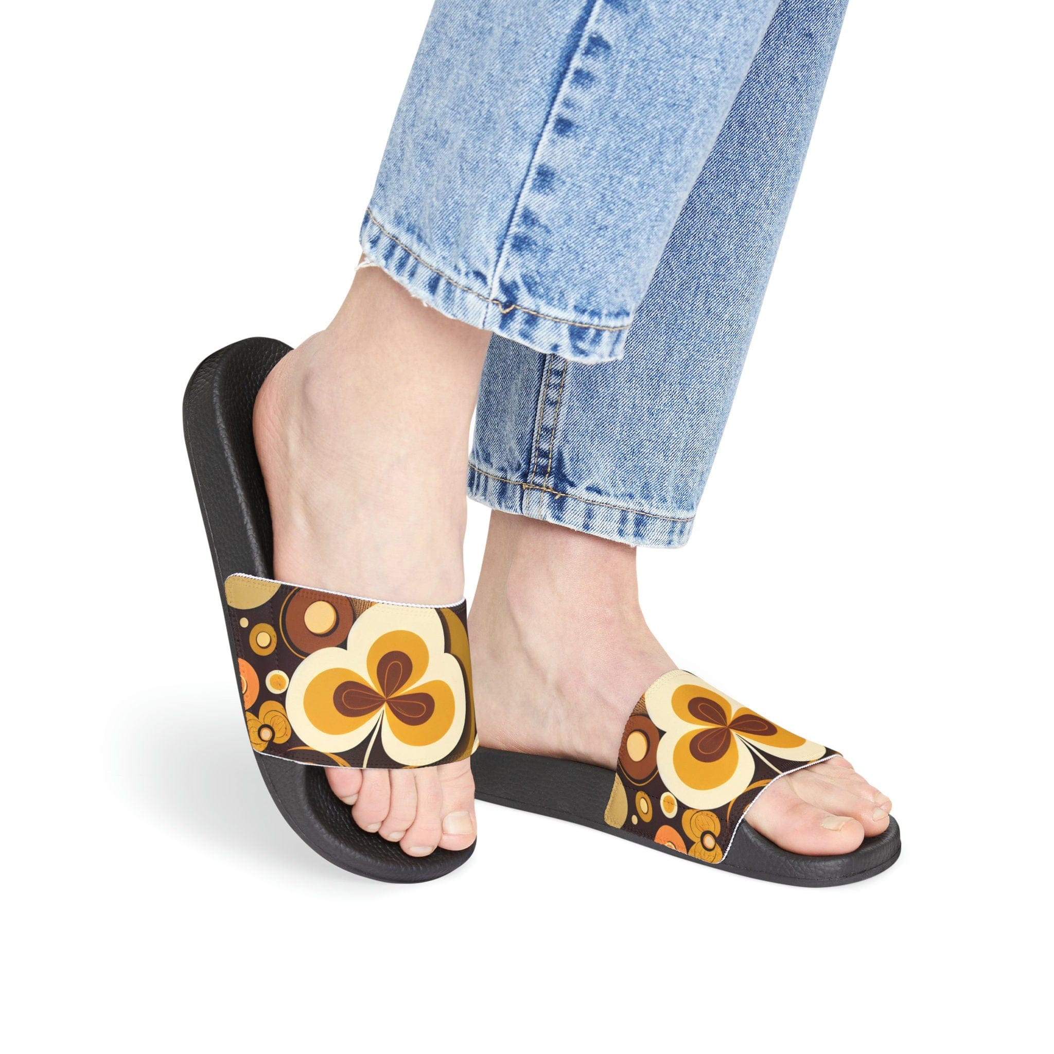 Kate McEnroe New York Groovy 60s MCM Retro Hippie Mid Mod Flower Power Slide Sandals, Perfect Holiday Stocking Stuffer - 125581523Sandals24856975079617231602
