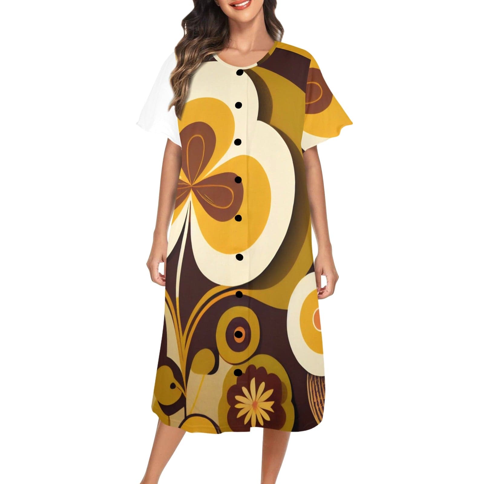 Kate McEnroe New York Groovy 60s Retro Hippie Mid Mod Flower Power Muumuu LoungewearLoungewearD2876209