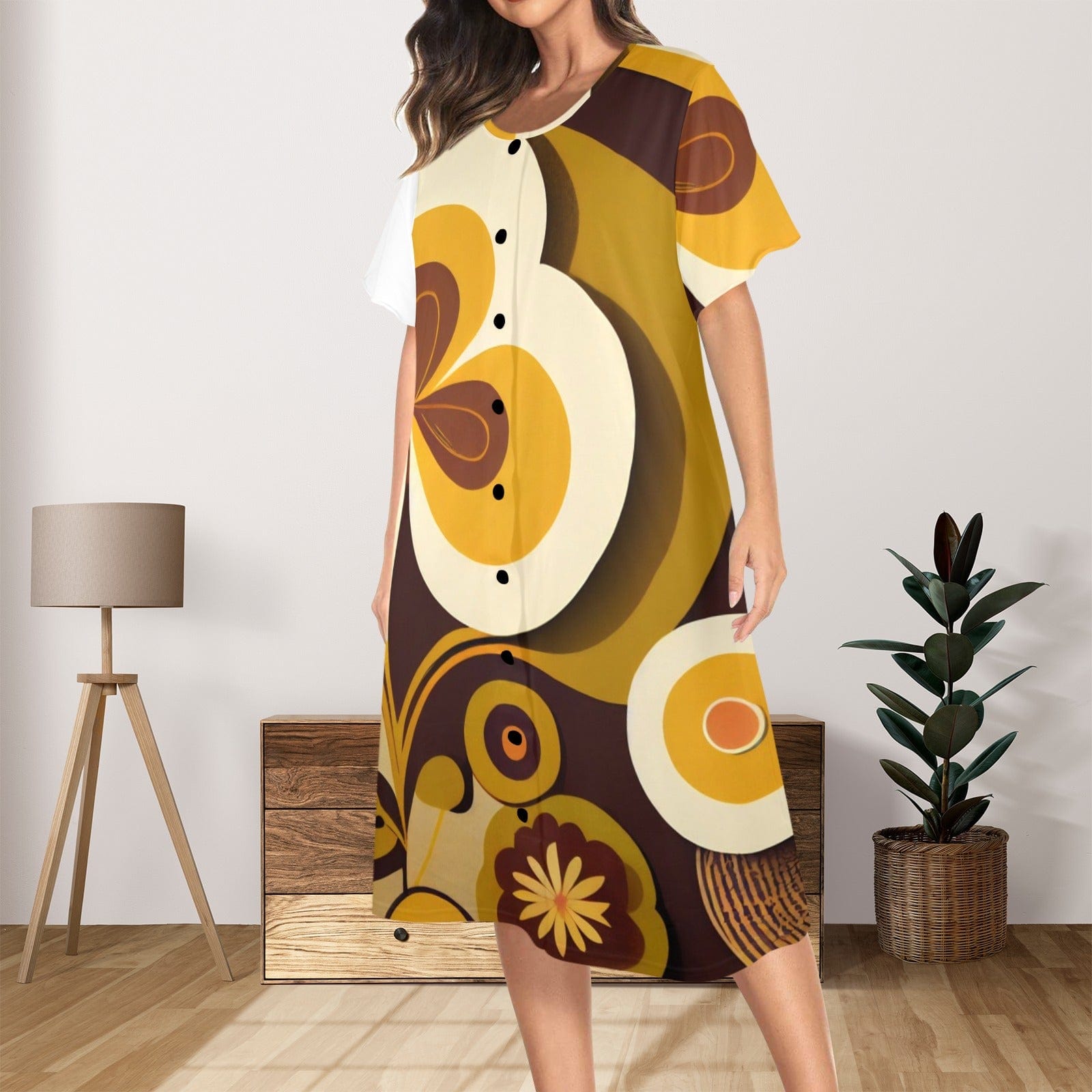 Kate McEnroe New York Groovy 60s Retro Hippie Mid Mod Flower Power Muumuu LoungewearLoungewearD2876209