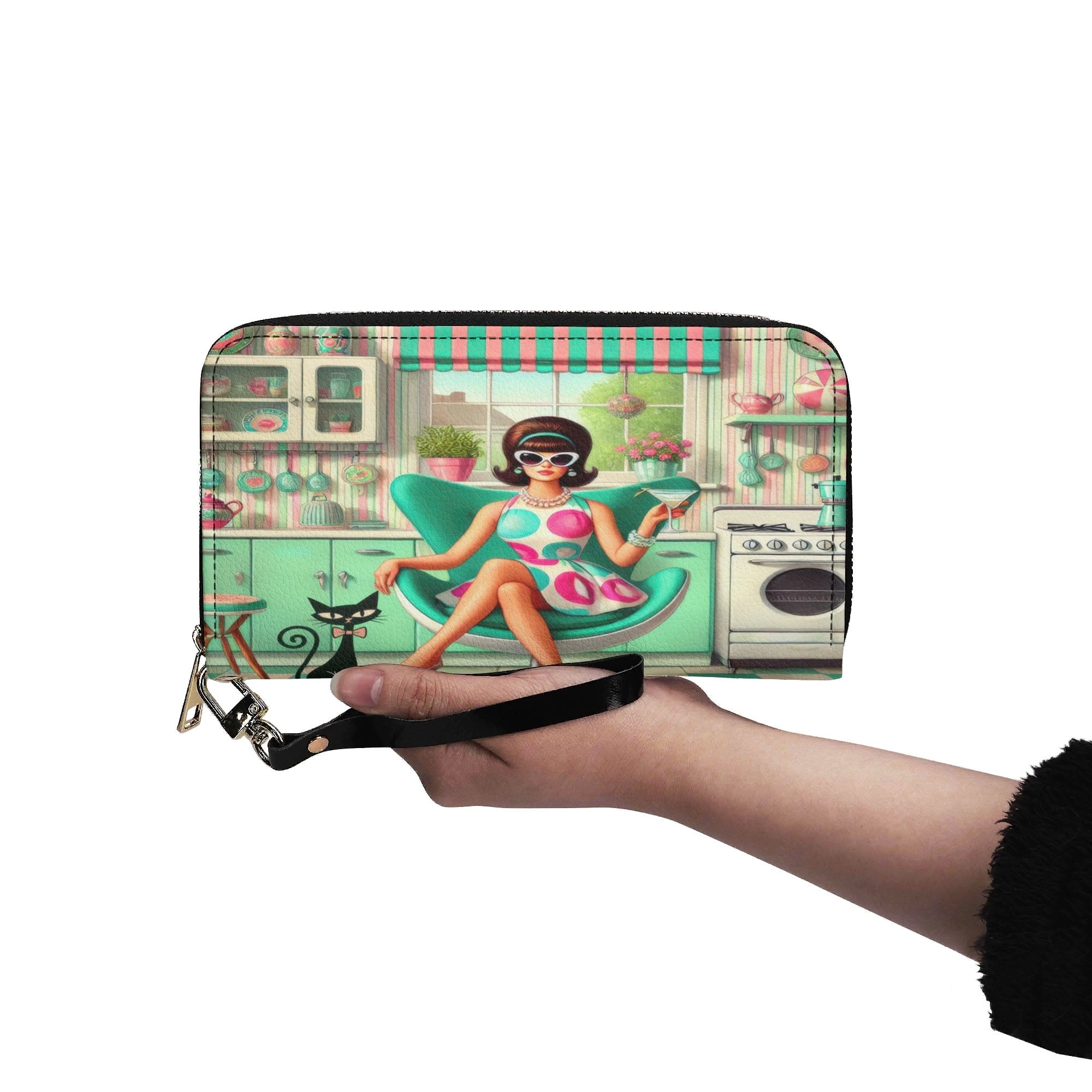 Kate McEnroe New York Groovy 60s Retro Mod Girl Kitschy Atomic Cat MCM WalletWalletsW0Z78O1W-1