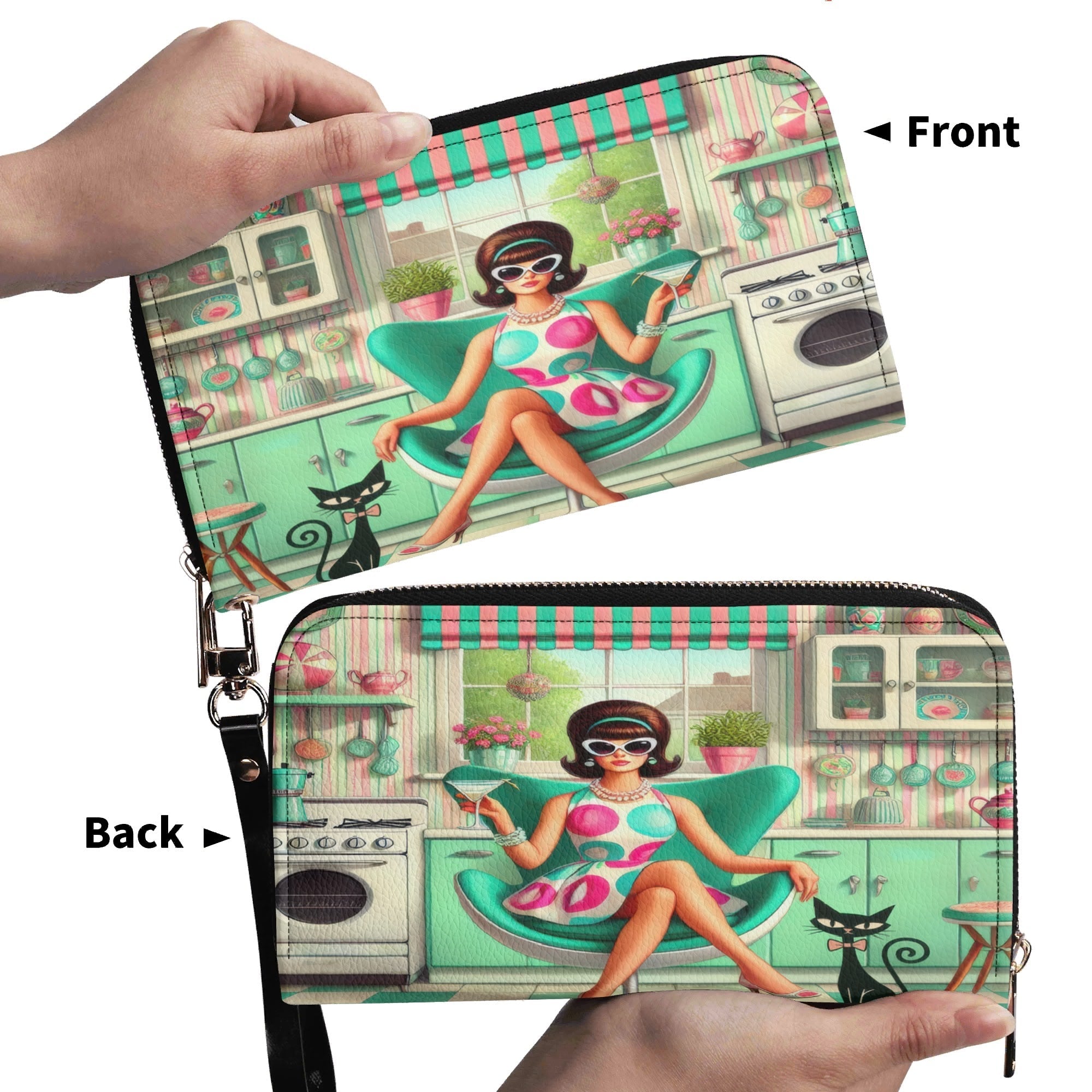 Kate McEnroe New York Groovy 60s Retro Mod Girl Kitschy Atomic Cat MCM WalletWalletsW0Z78O1W-2