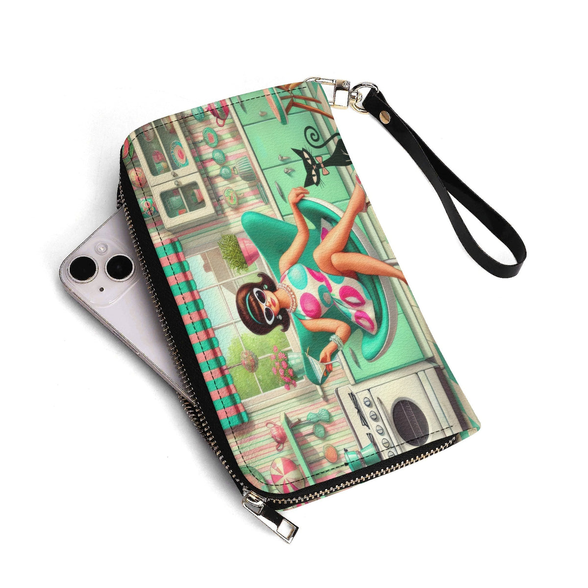 Kate McEnroe New York Groovy 60s Retro Mod Girl Kitschy Atomic Cat MCM WalletWalletsW0Z78O1W-2