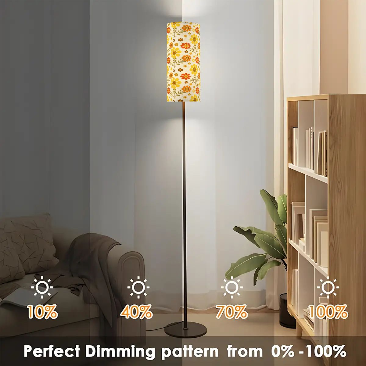 Kate McEnroe New York Groovy 70s Daisy Retro Floral Slim Floor Lamp, Mid Century Modern Lighting AccentSlim Floor LampsJpASjiCAEF