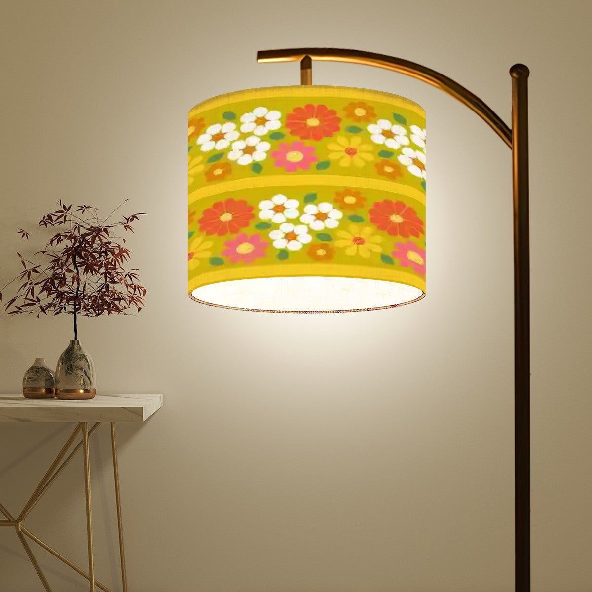 Kate McEnroe New York Groovy 70s Flower Power Arc Floor Lamp, Mid Century Modern Retro Accent LightFloor Lamps3YKN7O4fKb