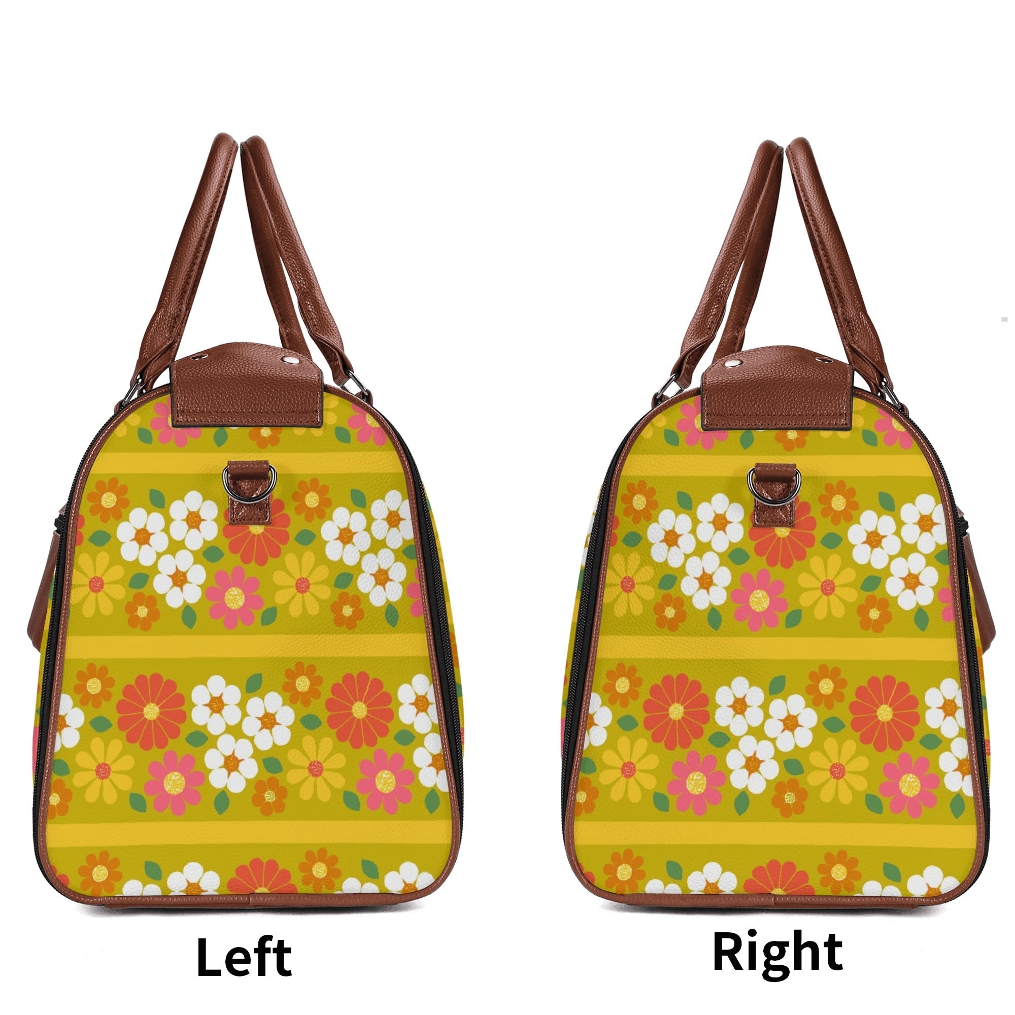 Kate McEnroe New York Groovy 70s Flower Power Duffel Bag, Retro Mod Daisy Travel Weekender, Vintage Hippie LuggageDuffel BagsNM646D6W - 1