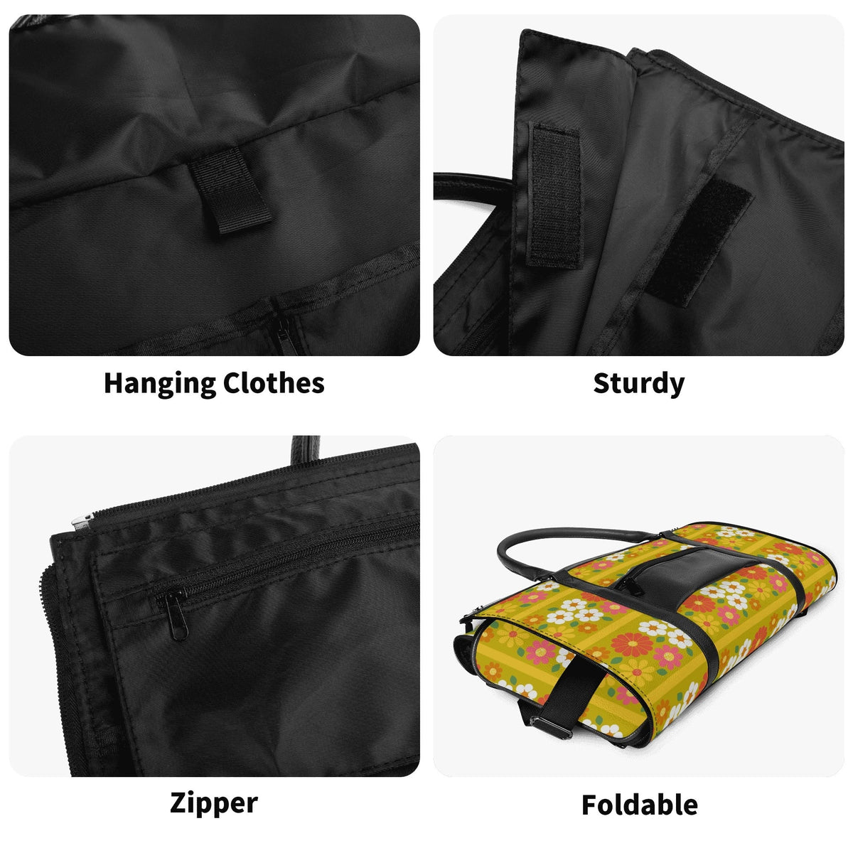 Kate McEnroe New York Groovy 70s Flower Power Duffel Bag, Retro Mod Daisy Travel Weekender, Vintage Hippie LuggageDuffel BagsNM646D6W - 2