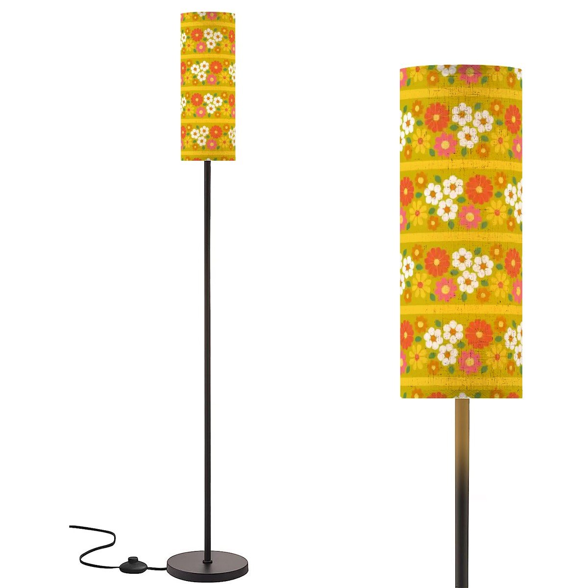Kate McEnroe New York Groovy 70s Flower Power Floor Lamp, Mid Century Modern Retro Cylinder LightFloor LampsrzORXtoEMw