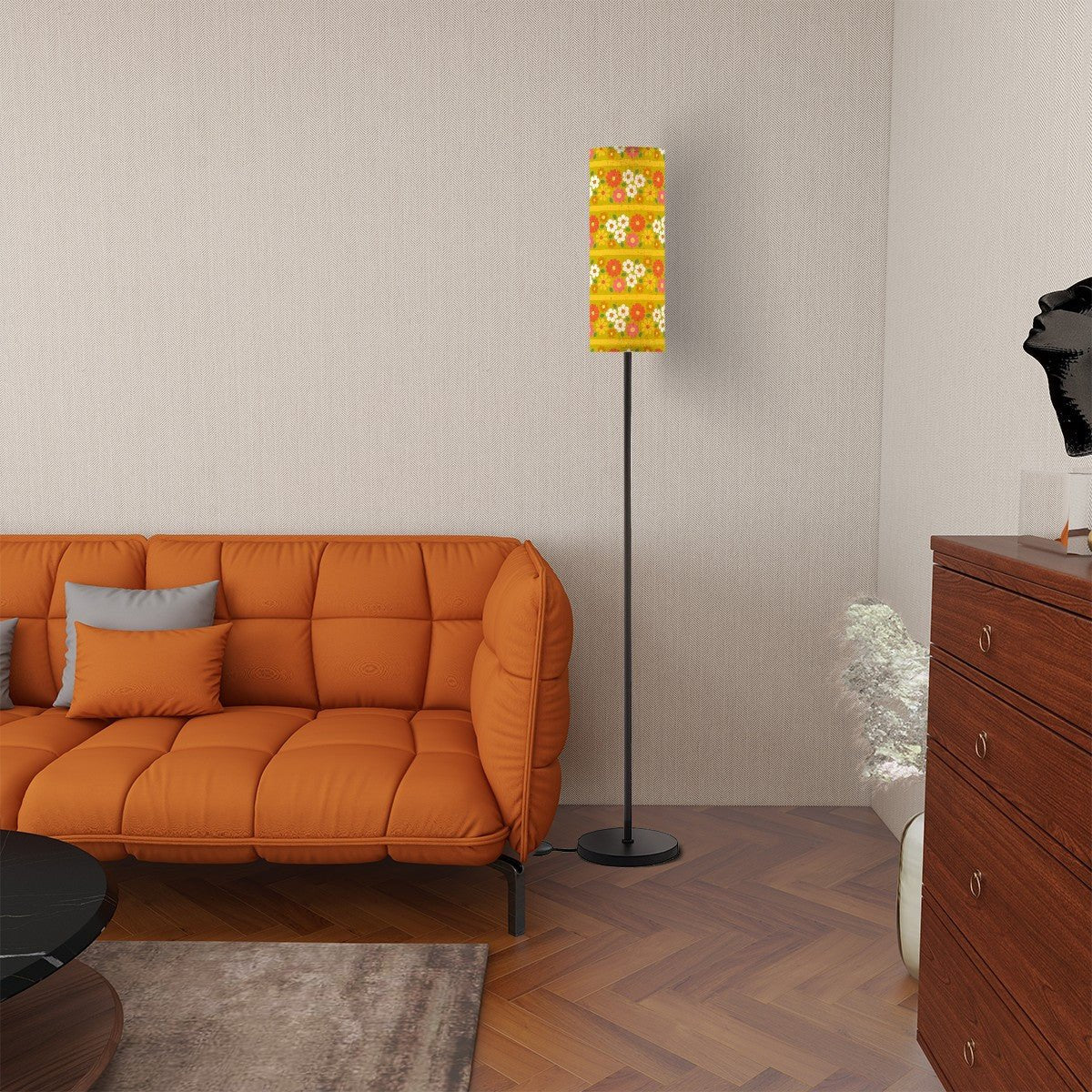 Kate McEnroe New York Groovy 70s Flower Power Floor Lamp, Mid Century Modern Retro Cylinder LightFloor LampsrzORXtoEMw